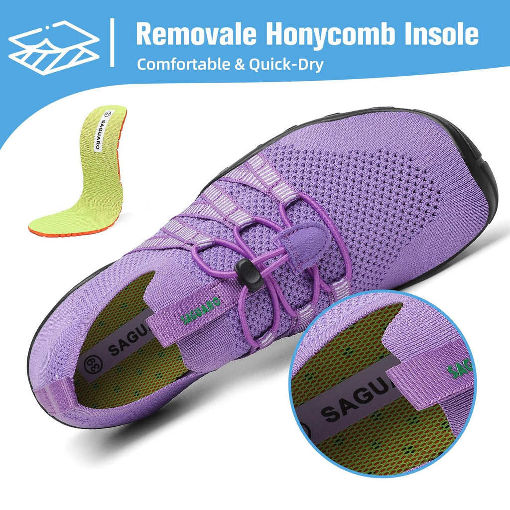 Mishansha Water Shoes for Women Men, Quick-Dry Barefoot Swim Shoes with Drainage Holes, Lightweight Aqua Shoe for Beach Pool River Boating Yoga Walking 8 Women/6.5 Men Light Purple