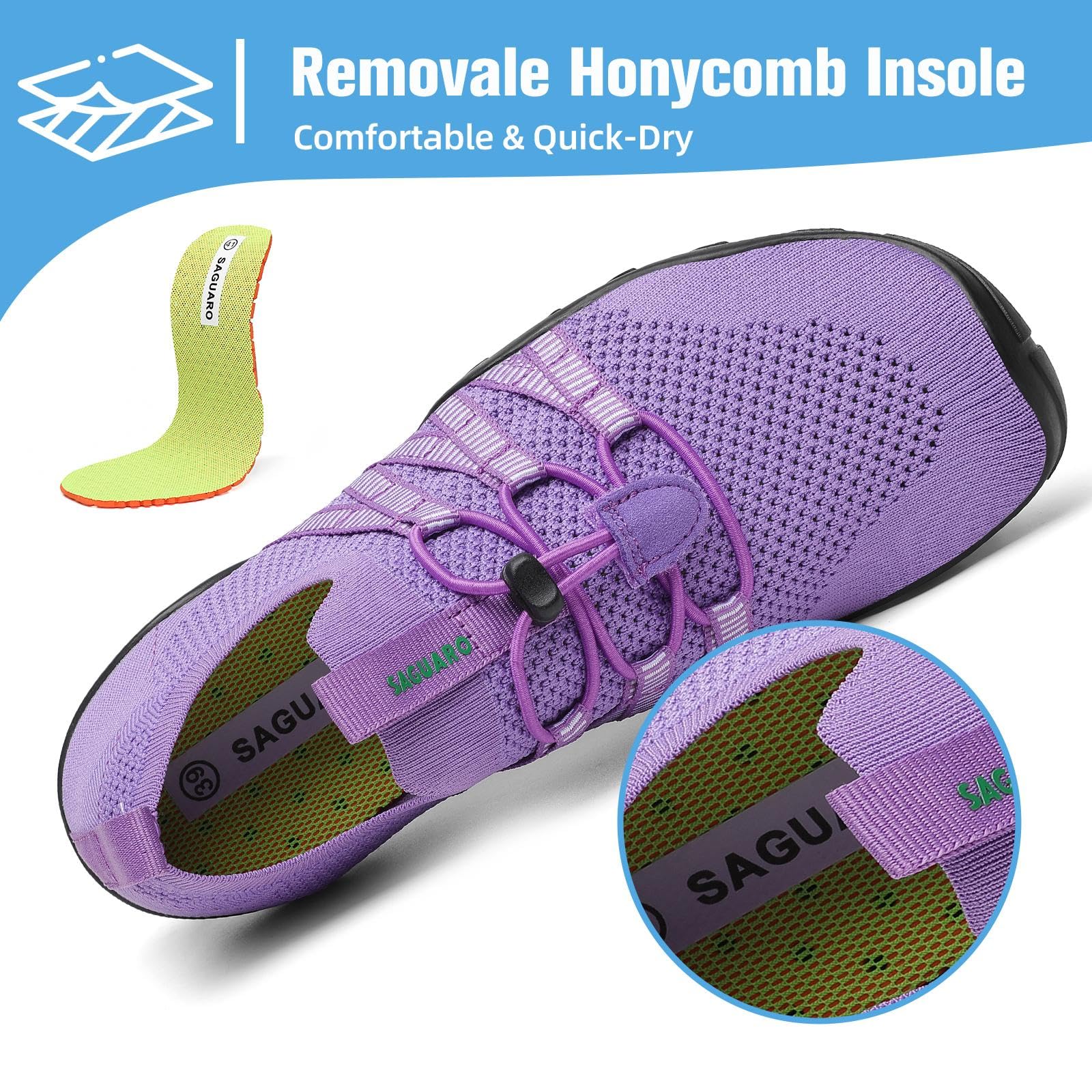 Mishansha Water Shoes for Women Men, Quick-Dry Barefoot Swim Shoes with Drainage Holes, Lightweight Aqua Shoe for Beach Pool River Boating Yoga Walking 8 Women/6.5 Men Light Purple