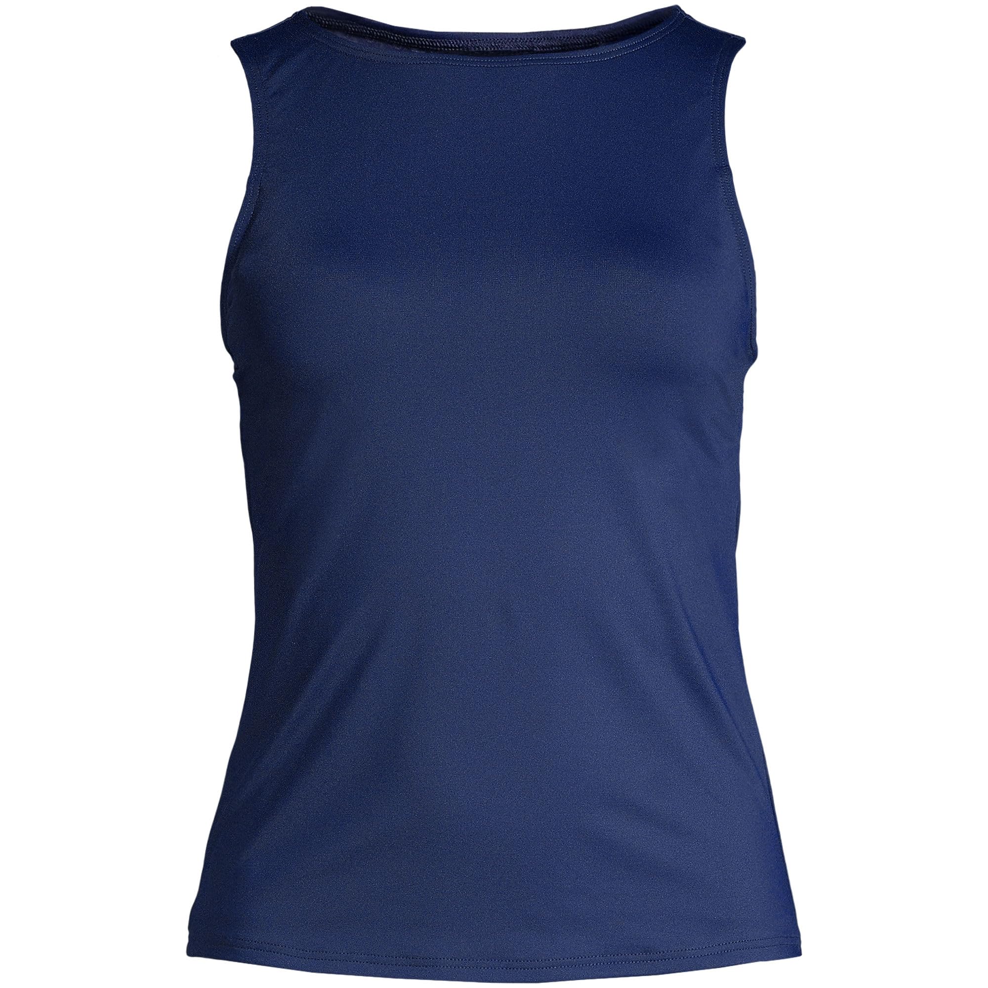 Lands' End Womens Chlorine Resistant High Neck Tankini Top Deep Sea Navy Regular 2
