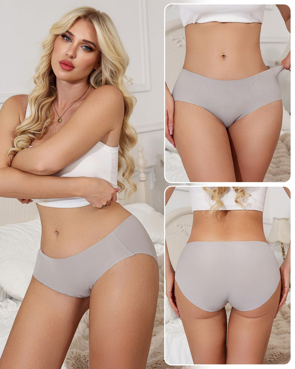 Simness Womens Seamless Underwear No Show Hipster Panties Full Coverage Stretch Breathable 6 Pack M