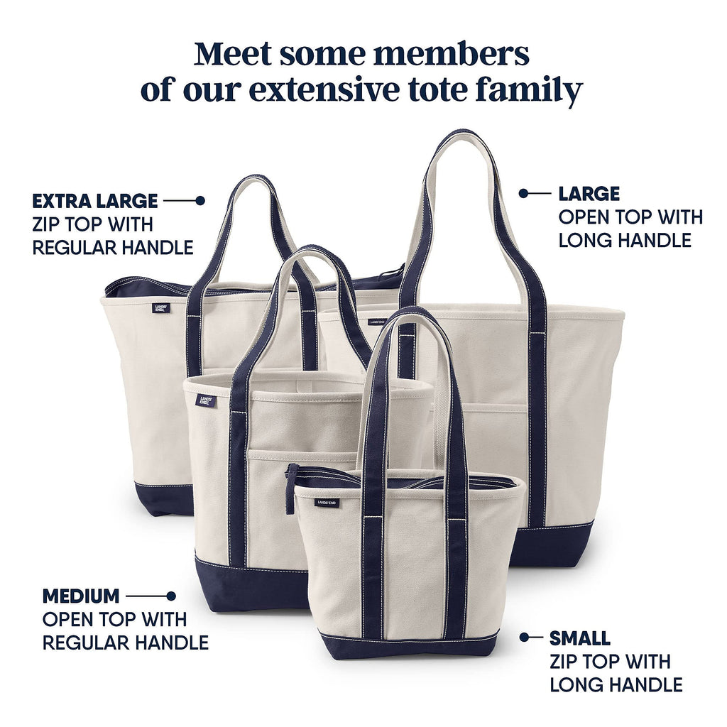Lands' End Natural Open Top Canvas Tote Natural/bright Spruce Large Regular Handle
