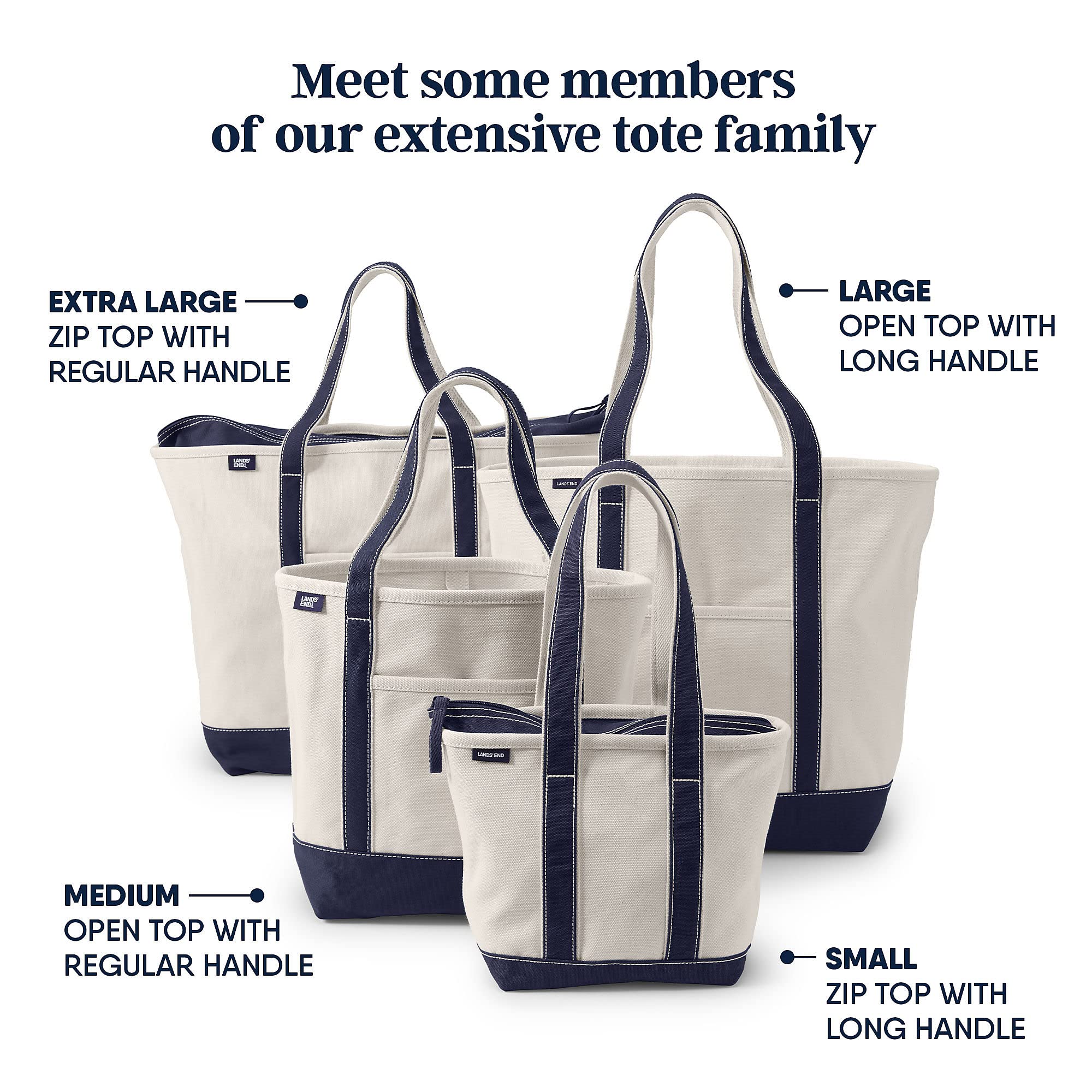 Lands' End Natural Open Top Canvas Tote Natural/bright Spruce Large Regular Handle
