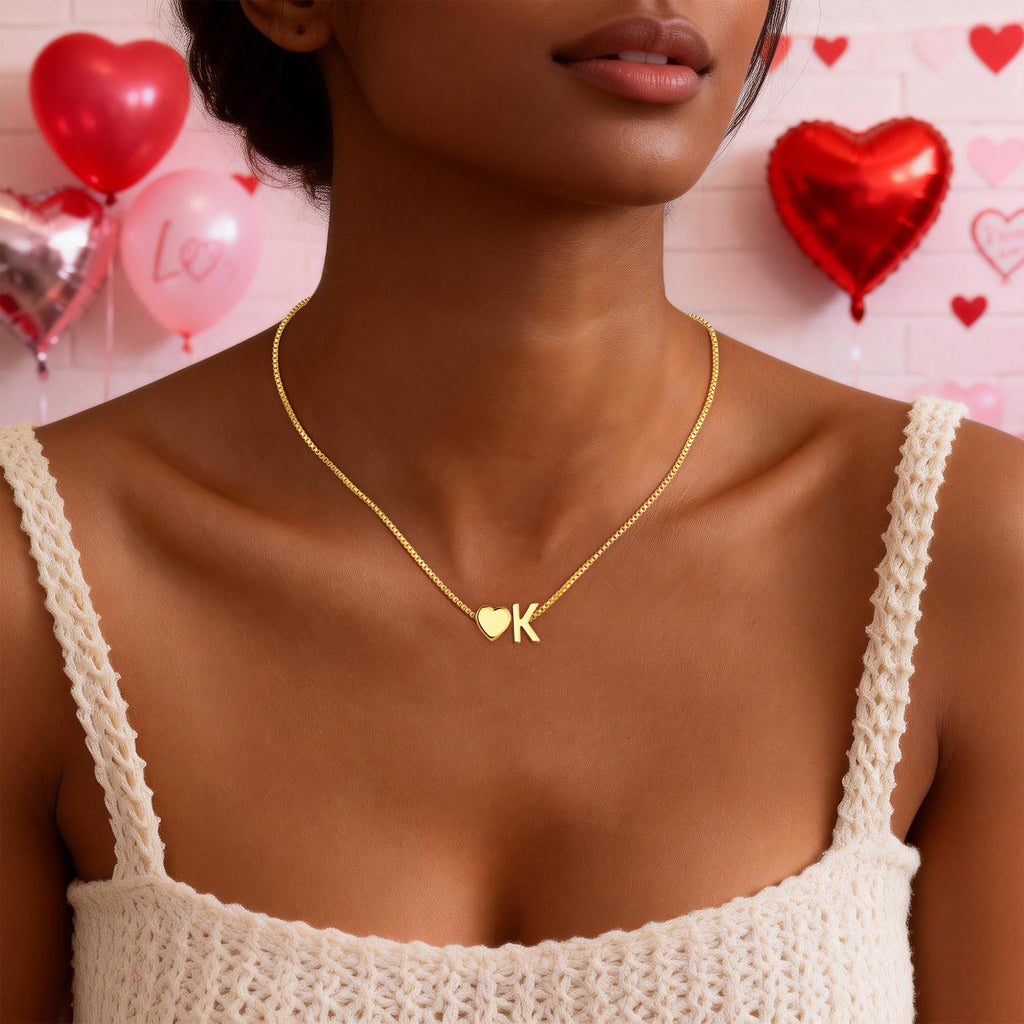 Eaciy Heart Initial Necklace for Women Jewelry, 18K Gold Plated Heart Initial P Necklace Dainty Heart Necklaces Tiny Initial Necklaces for Women Gold Jewelry Gifts