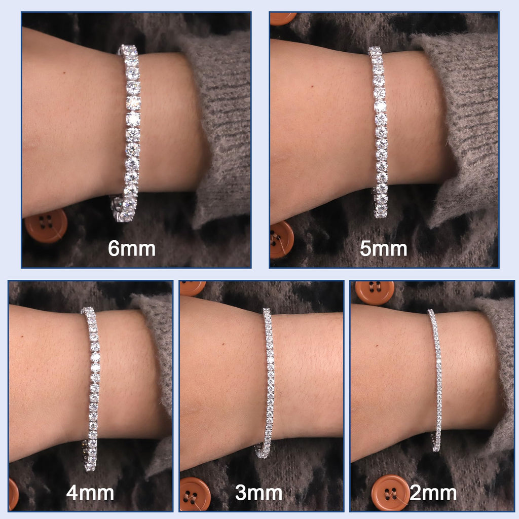 Gem's Beauty moissanite tennis bracelet 18k white gold plated 925 silver 3-6.5mm D Color VVS1 Round Cut moissanite bracelets for women Men Gift birthday anniversary (Gold 3MM, 6.5 inches)