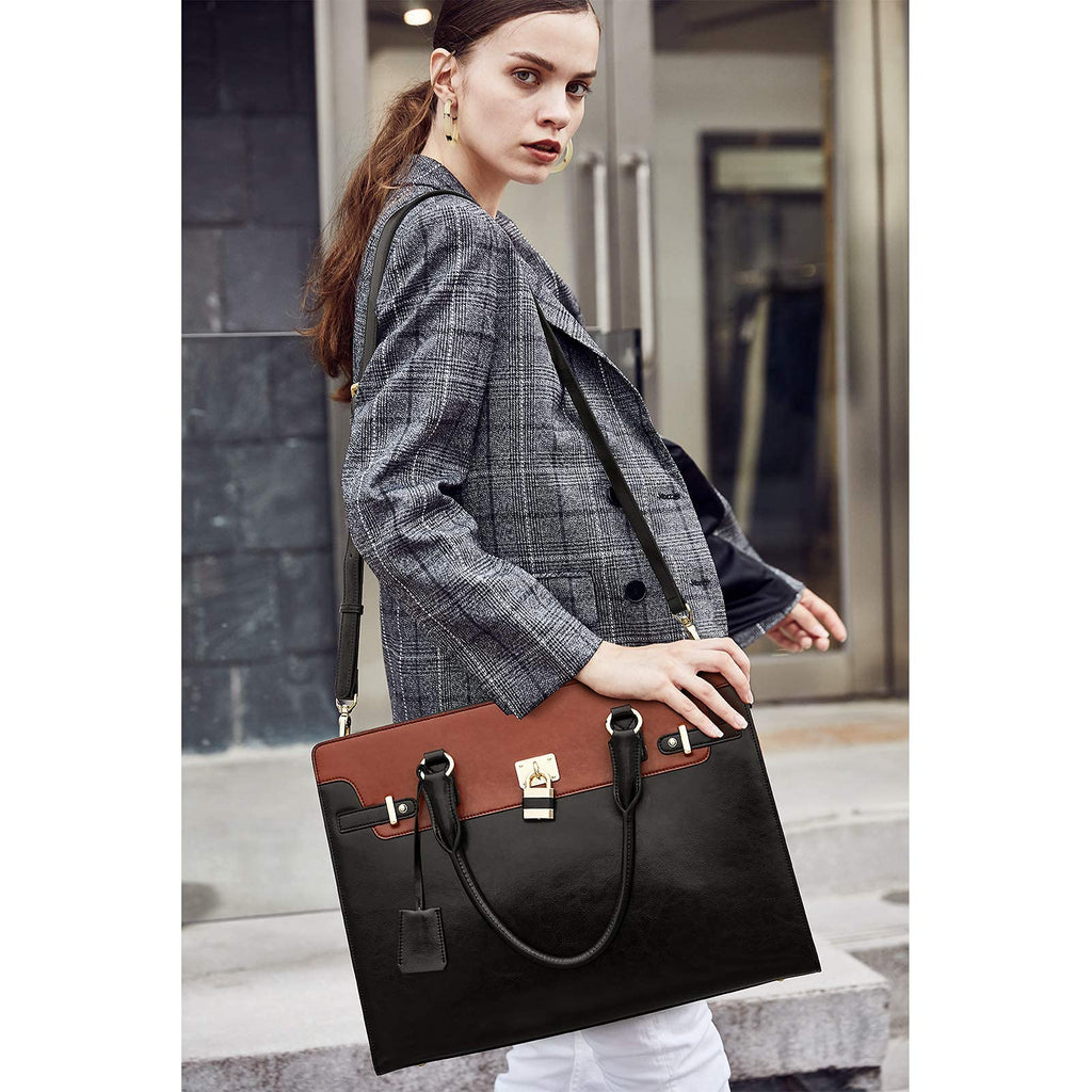 BOSTANTEN Briefcase for Women Laptop Bag for Women 15.6 Inch Computer Bag Leather Tote Designer Work Purse Stylish