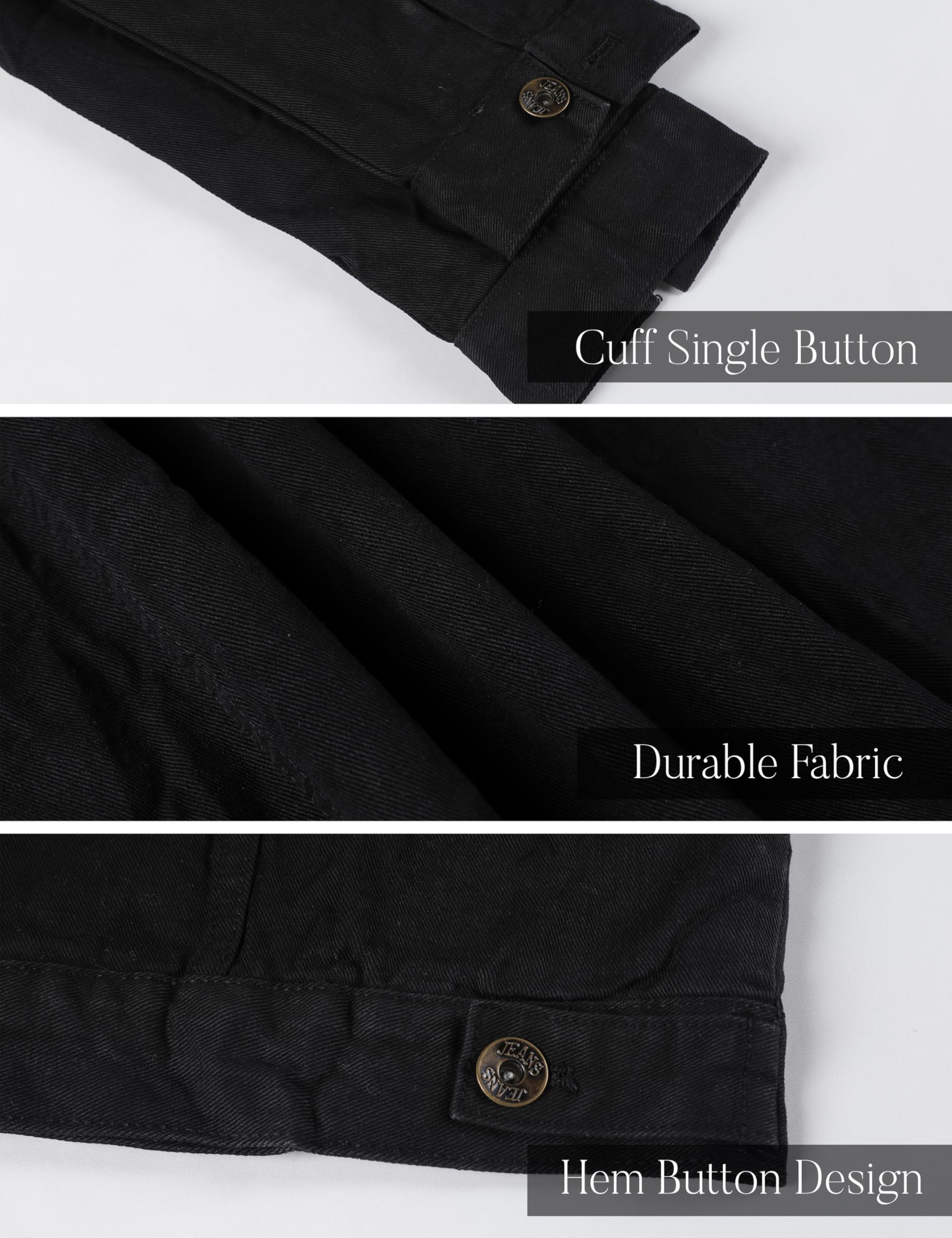 Springrain Men's Sherpa Fleece Lined Denim Jacket Warm Winter Trucker Jacket Cowboy Jean Jacket(ClassicBlack-XS)