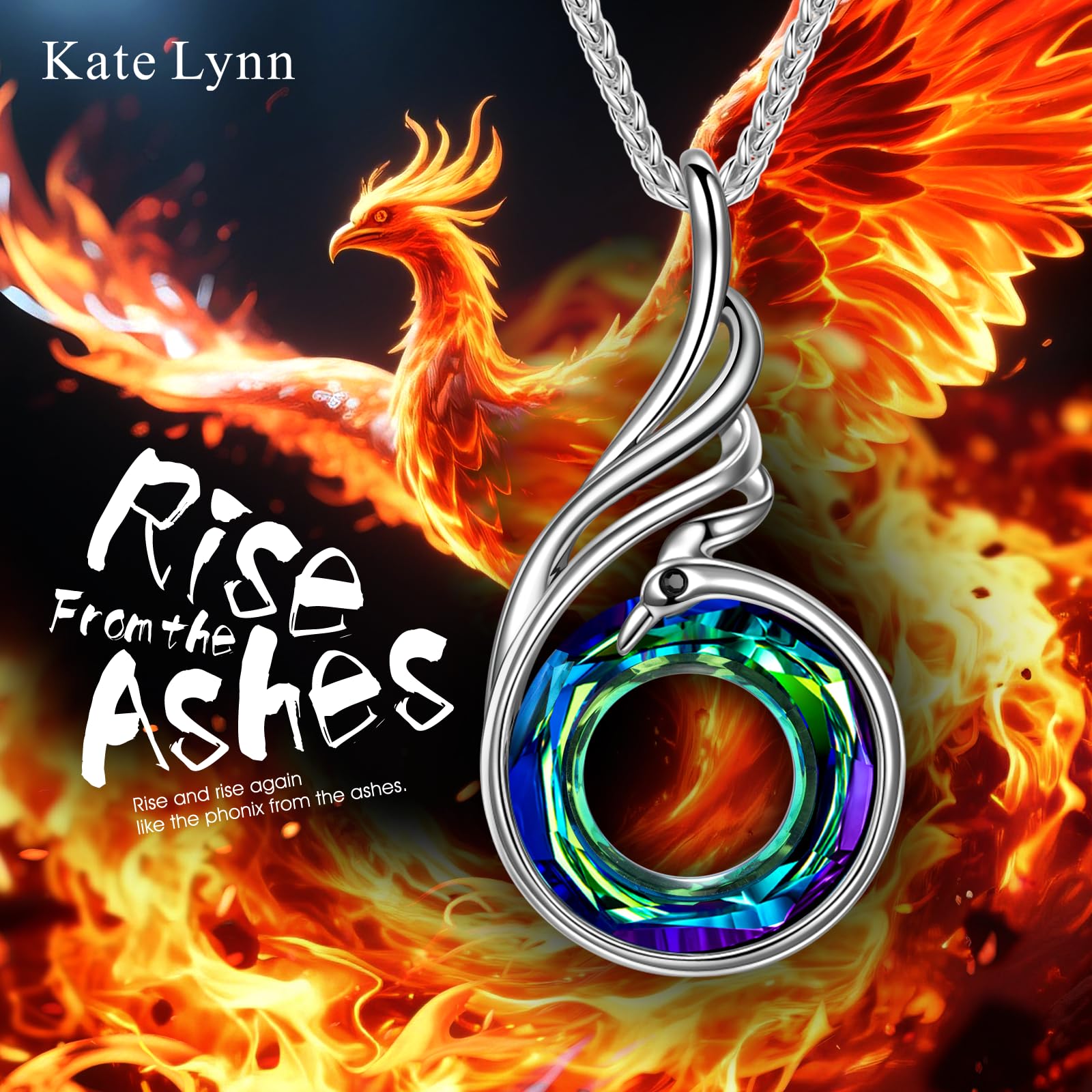 Kate Lynn Phoenix Necklaces for Men Women Pendant Necklace, Unique Birthday Gifts for Women Men, Christmas Mothers Day Gifts for Mom Wife Daughter Fathers Day Jewelry for Dad Husband, Womens Mens Crystal Jewelry