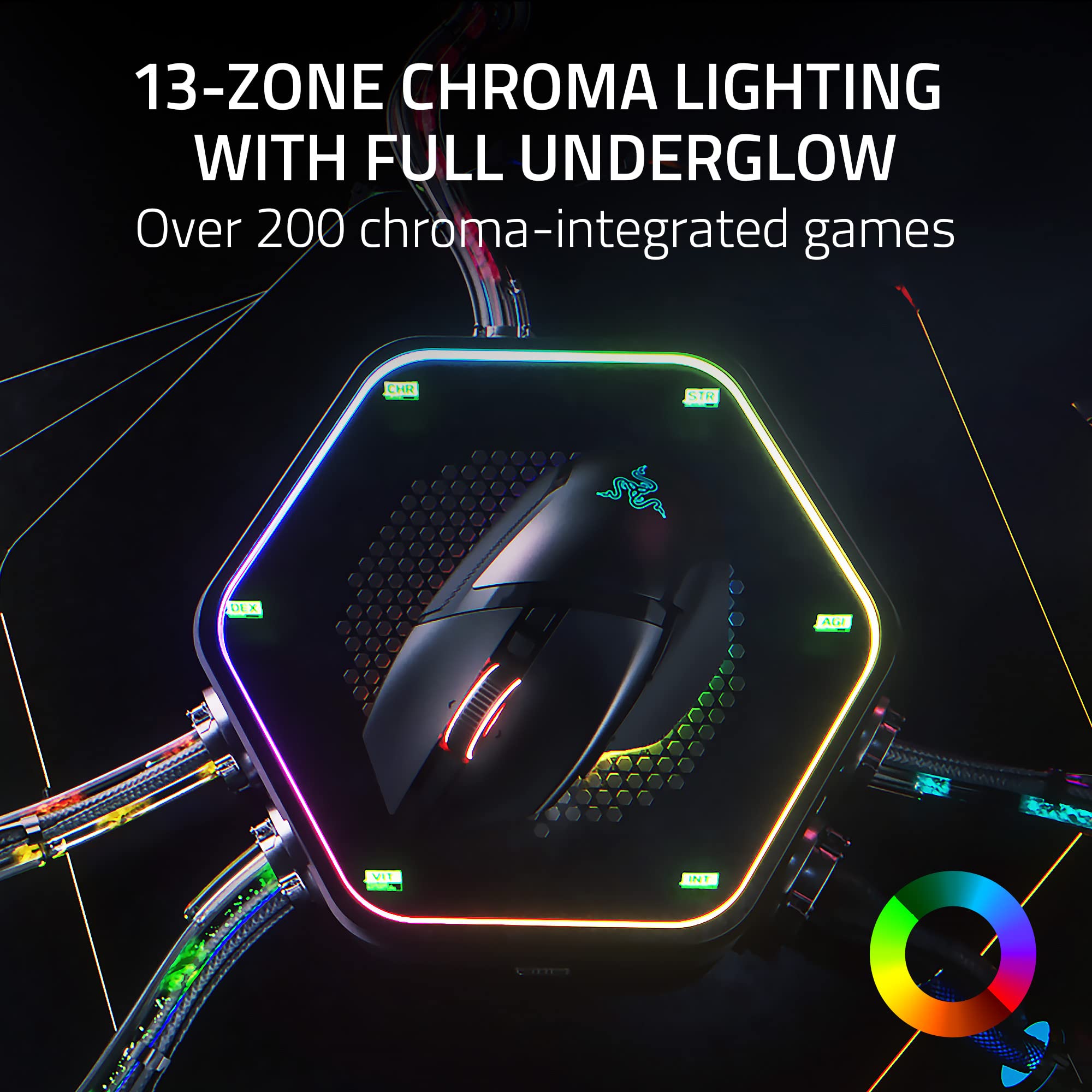 Razer Basilisk V3 Pro Wireless Gaming Mouse, HyperScroll Tilt Wheel, 30K DPI Sensor, Gen-3 Optical Switches, 13-Zone Chroma RGB, 13 Programmable Controls, 3 Connection Modes, Black