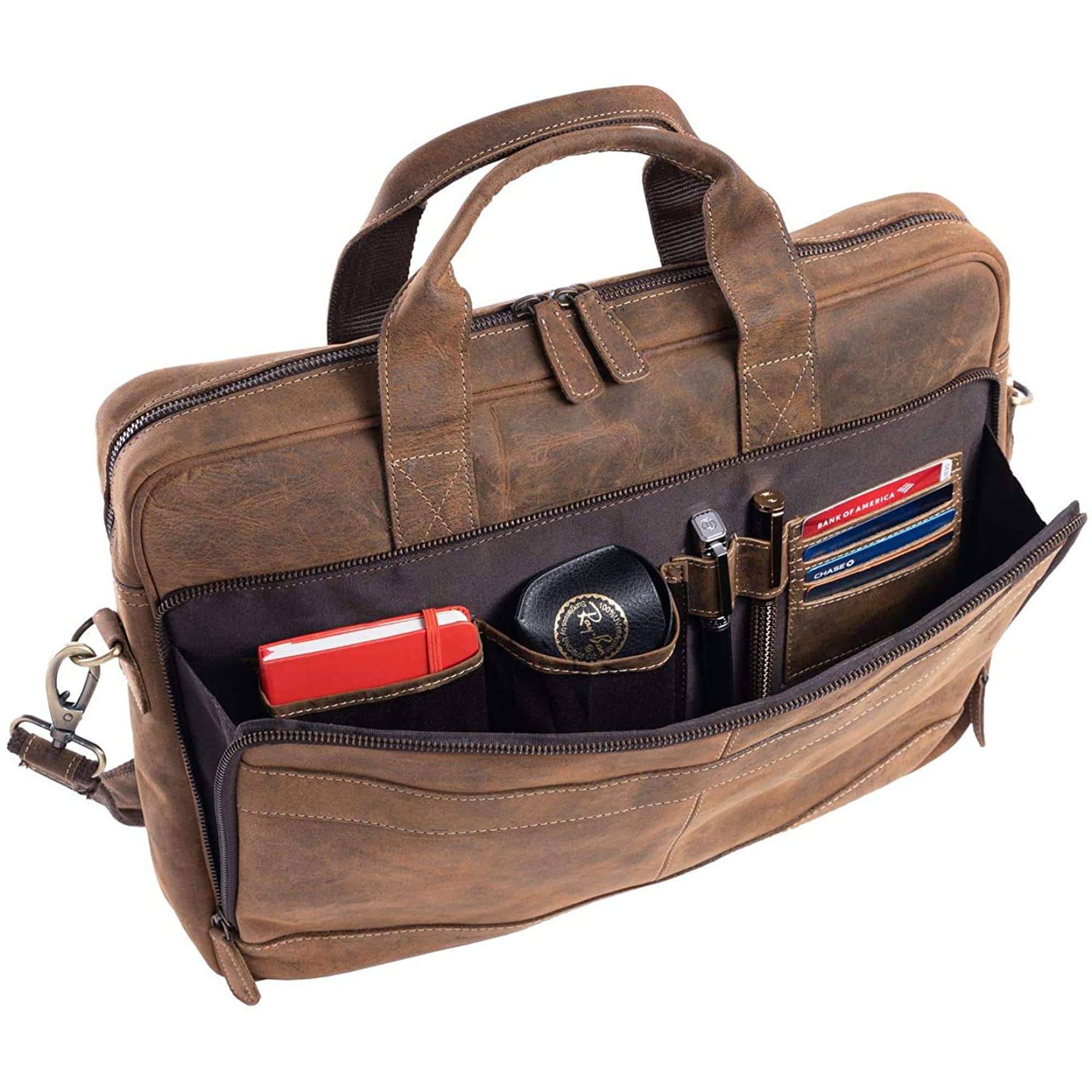 Leather briefcase 18 Inch Laptop Messenger Bags for Men and Women Best Office briefcase Satchel Bag