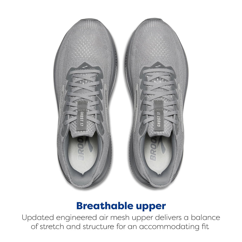 Brooks Men’s Ghost 17 Neutral Running Shoe - Primer Gray/Oyster Mushroom - 10.5 Wide