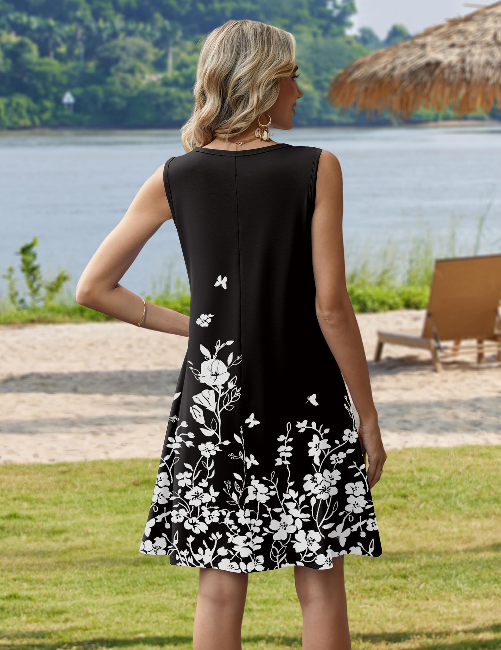 Zeagoo Womens Casual Summer Dresses Sleeveless Tank Mini Sundres with Pockets Aline Flowy Swing Loose Tshirt Dress Beach Cover Up 2026