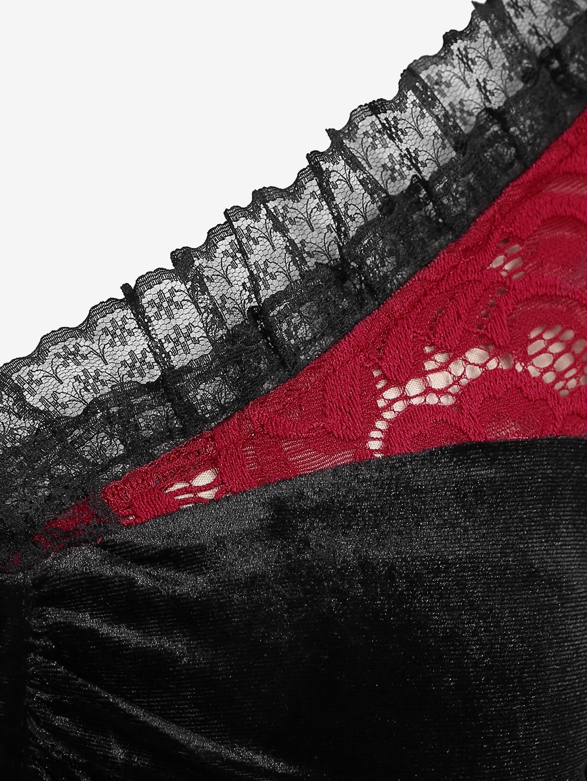 ROSE GAL Rosegal Women Plus Size Romantic Gothic Lace-up Lace Panel Ruched Bell Sleeves Velvet Tee Flare Sleeves Gothic Witch Costume Top(Black_2/1X)