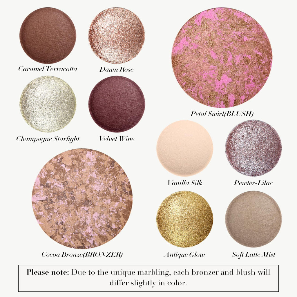 UCANBE All in One Baked Makeup Palette – Eyeshadow, Blush & Bronzer Face Kit, Neutral Pigmented Colors, Travel Size Compact, Full Face Makeup Gift Set for Women
