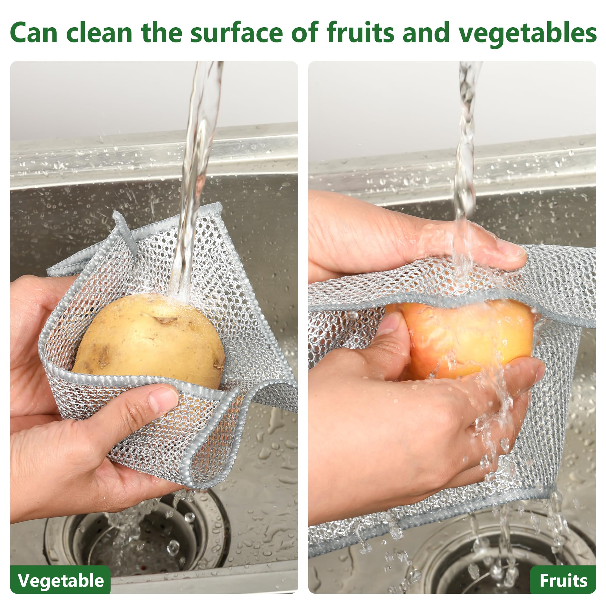 6PCS Double-Layer Wire Dishcloth, Non-Scratch Wire Dishwashing Rags, Multipurpose Wire Cleaning Cloths for Home/Kitchen(7.87''x7.87'')