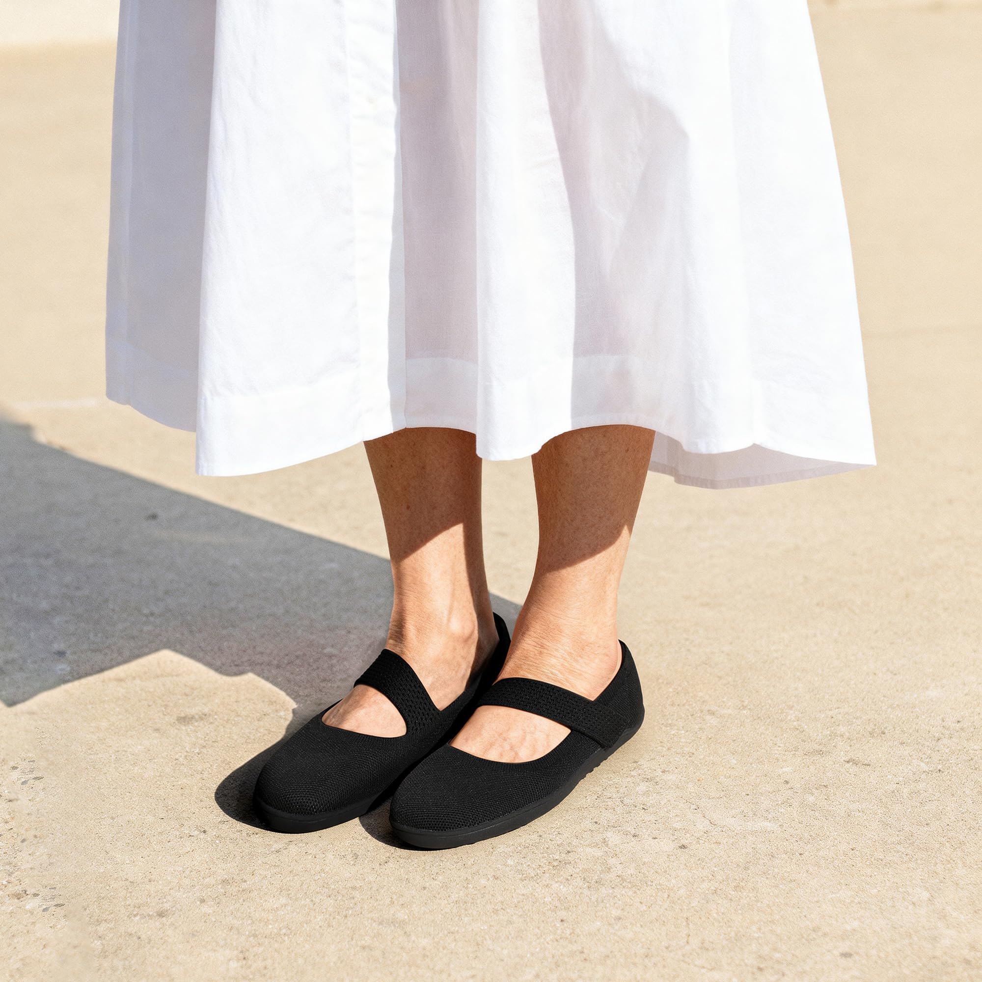 DREAM PAIRS Women's Mary Jane Ballet Flats Barefoot Knit Wide Toe Box Arch Support Flat Shoes for Women Dressy Casual Office Business Work Travel Walk,Size 6,Black,SDFA26004W