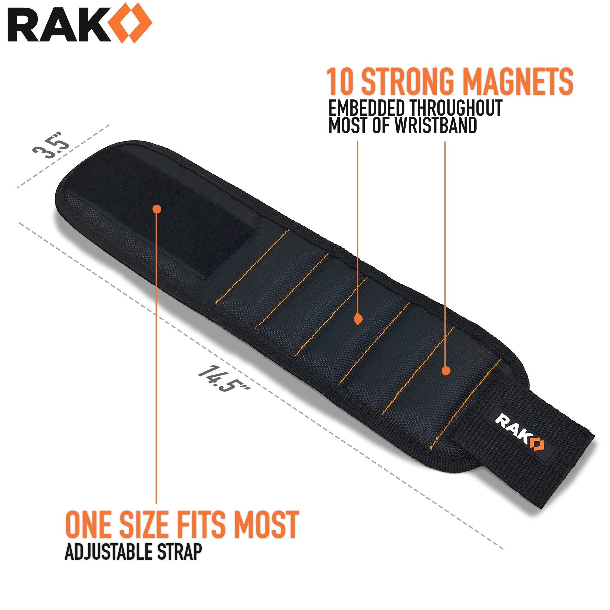 RAK Magnetic Wristband for Tools - Premium Tool Belt for Holding Screws, Bolts with Powerful Magnets, Birthday Gifts for Men, Cool Gadgets Stuff Gifts for Dad, Husband, Grandpa, Handyman, Him