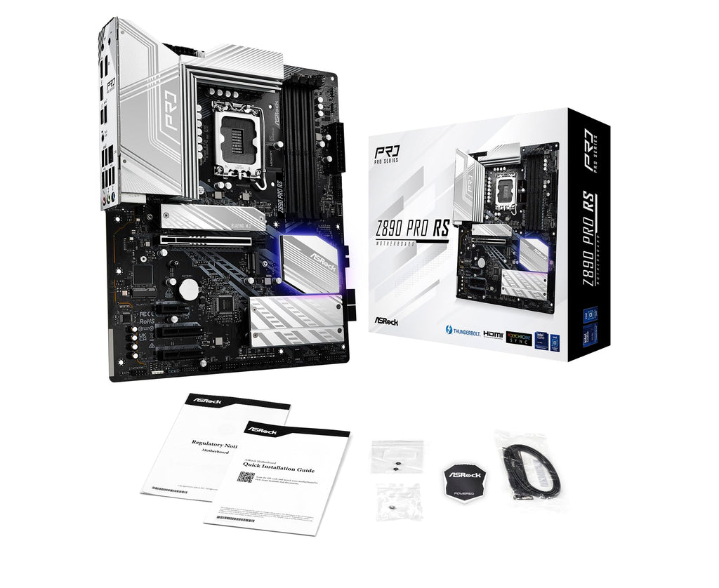 ASRock Intel Core Ultra Z890 Pro RS ATX Motherboard LGA1851 RL-ILM DDR5 8666 MHz 256 GB M.2 PCIe 5.0 Thunderbolt