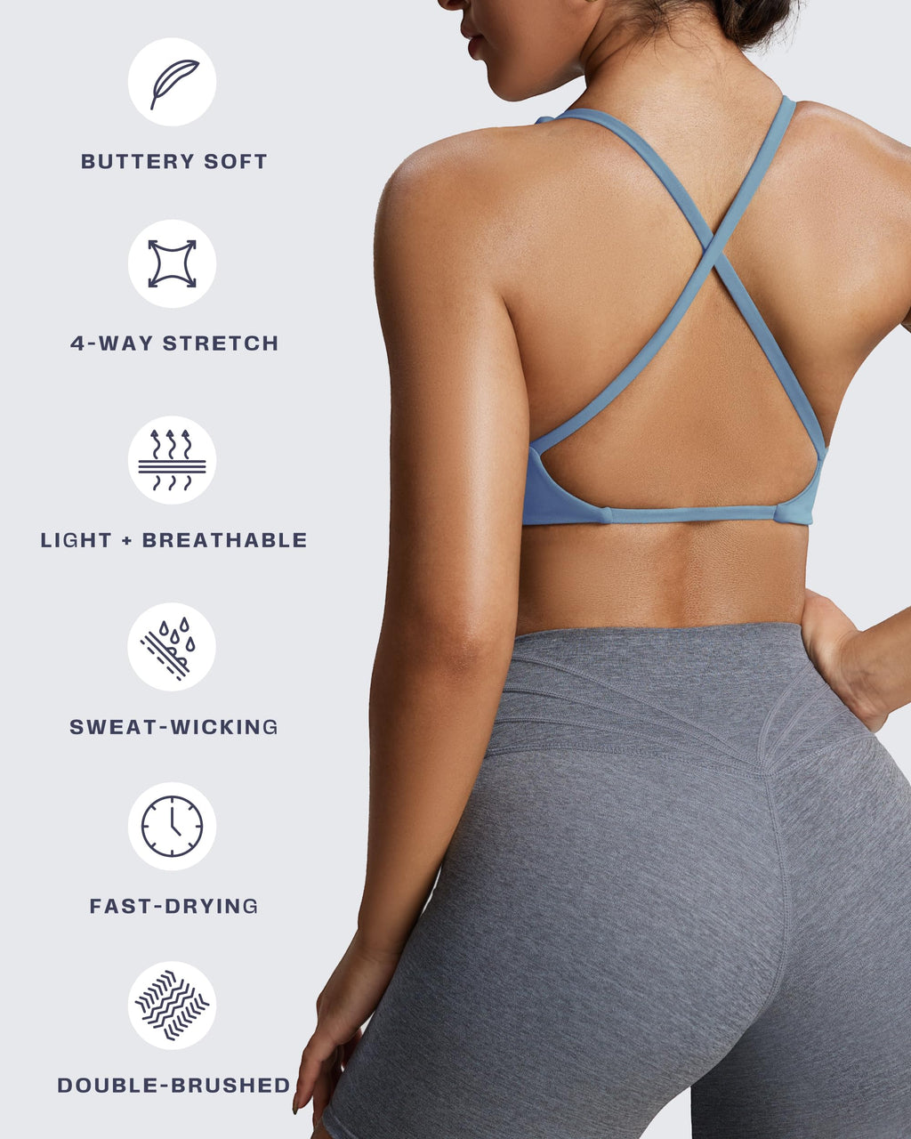 Aoxjox Women's Workout Sports Bras Fitness Sienna Low Impact Bra Yoga Crop Tank (Mykonos Blue, X-Small)