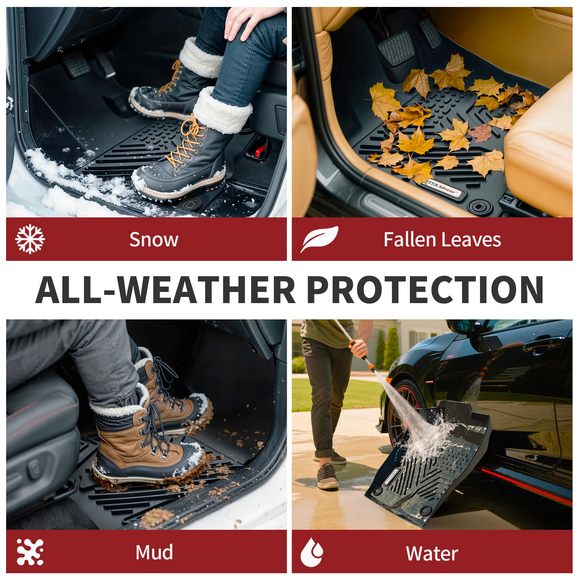 YITAMOTOR Floor Mats for 2019-2026 Chevrolet Silverado/GMC Sierra 1500 & 2020-2026 Chevy Silverado/GMC Sierra 2500HD/3500HD Crew Cab With Underseat Storage Box Bucket Seat, 1st & 2nd Row, Black