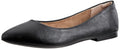 Amazon Essentials Women's Pointed-Toe Ballet Flat, Black Faux Leather, 14