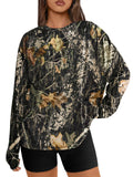 Trendy Queen Womens Spring Tops Oversized Long Sleeve T Shirts 2026 Basic Tee Fall Casual Workout Y2K Clothes CamoBlack M