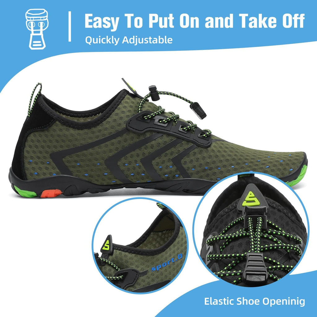 Mishansha Water Shoes for Women Men, Quick-Dry Barefoot Swim Shoes with Drainage Holes, Lightweight Aqua Shoe for Beach Pool River Boating Yoga Walking 12.5 Women/11 Men Fern Green