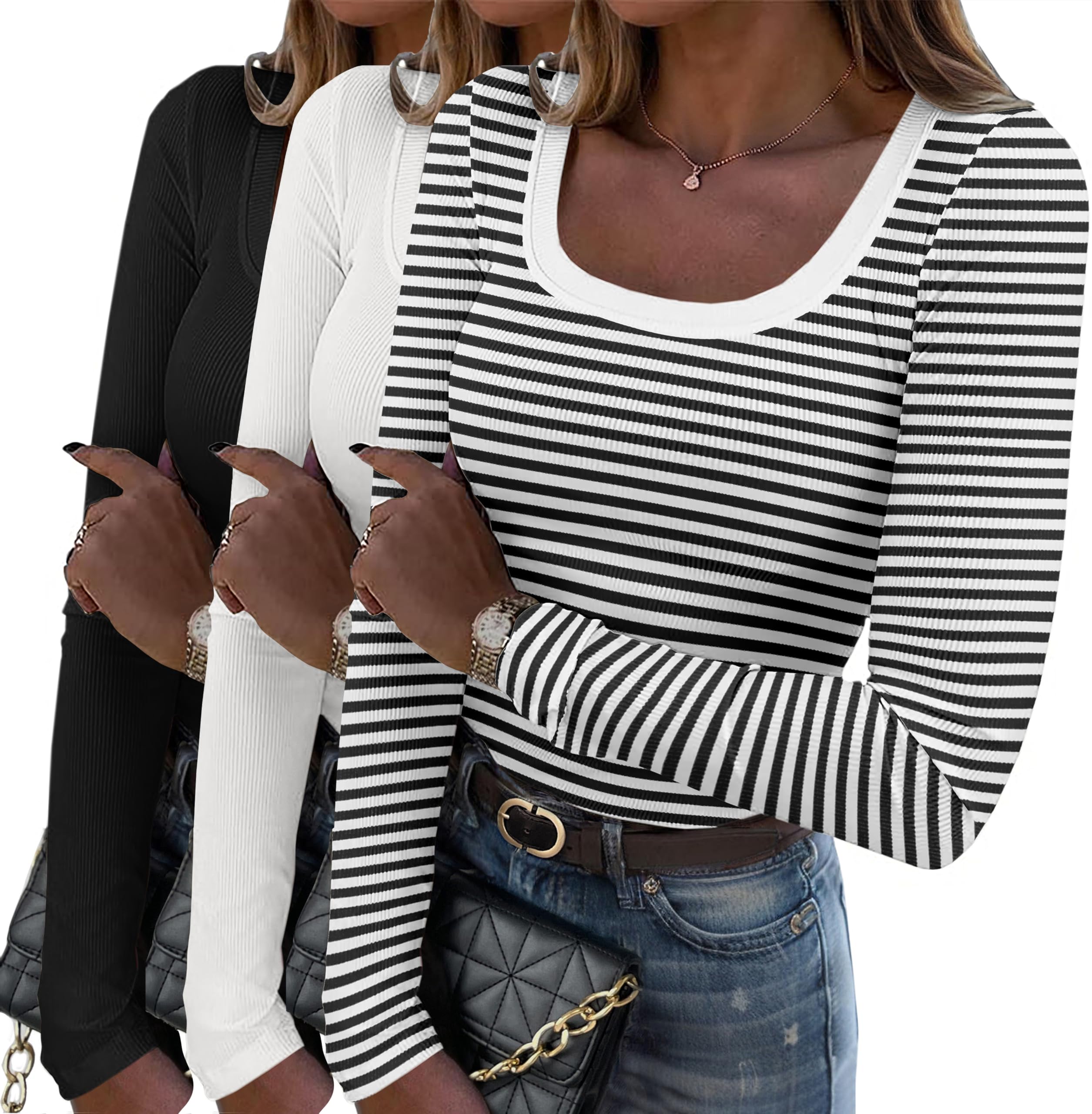 Zeagoo Womens T Shirt Slim Fit Long Sleeve Tops Basic Cute Tee Office Shirt