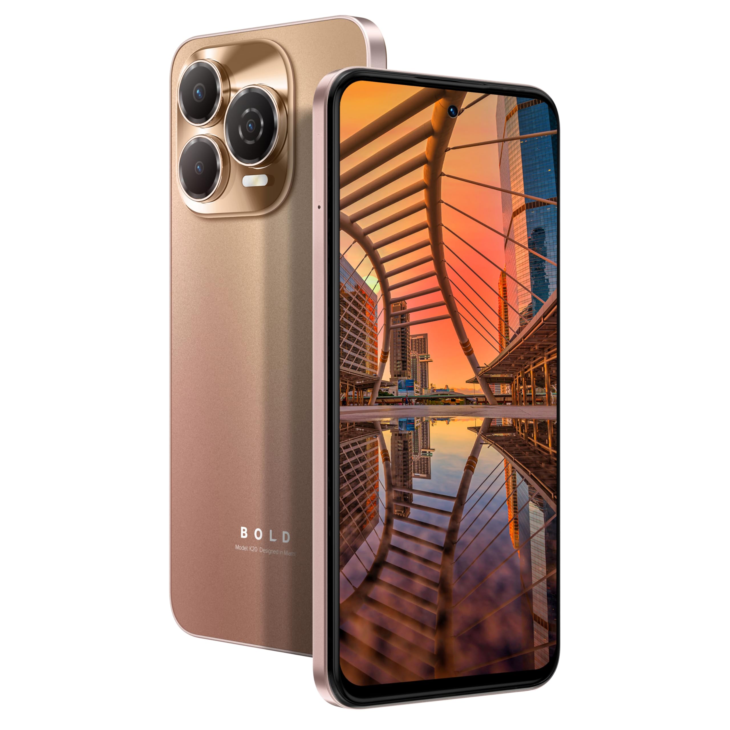 BLU Bold K20 | 2025 | All-Day Battery | Unlocked | 6.7” HD+ Infinity Dot Display | 256/4GB | Triple 50MP Camera | US Version | US Warranty | (Gold)