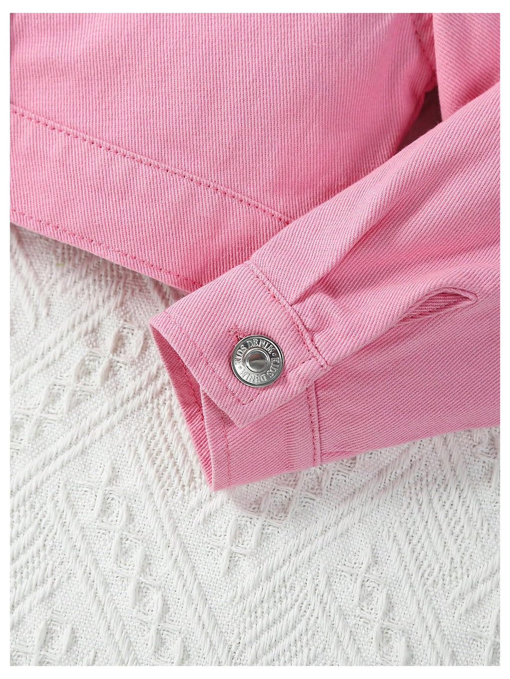 WDIRARA Girl's 2 Piece Outfits Button Front Long Sleeve Denim Jacket and A Line Skirt Set Pink 4Y