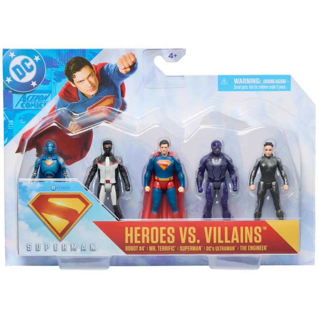 DC Comics, Superman Heroes Vs. Villains 5-Pack, 3-Inch Action Figure, Stylized Superhero Figures with Dynamic Poses and Battle Ready Armor, Kids Toys for Ages 4+