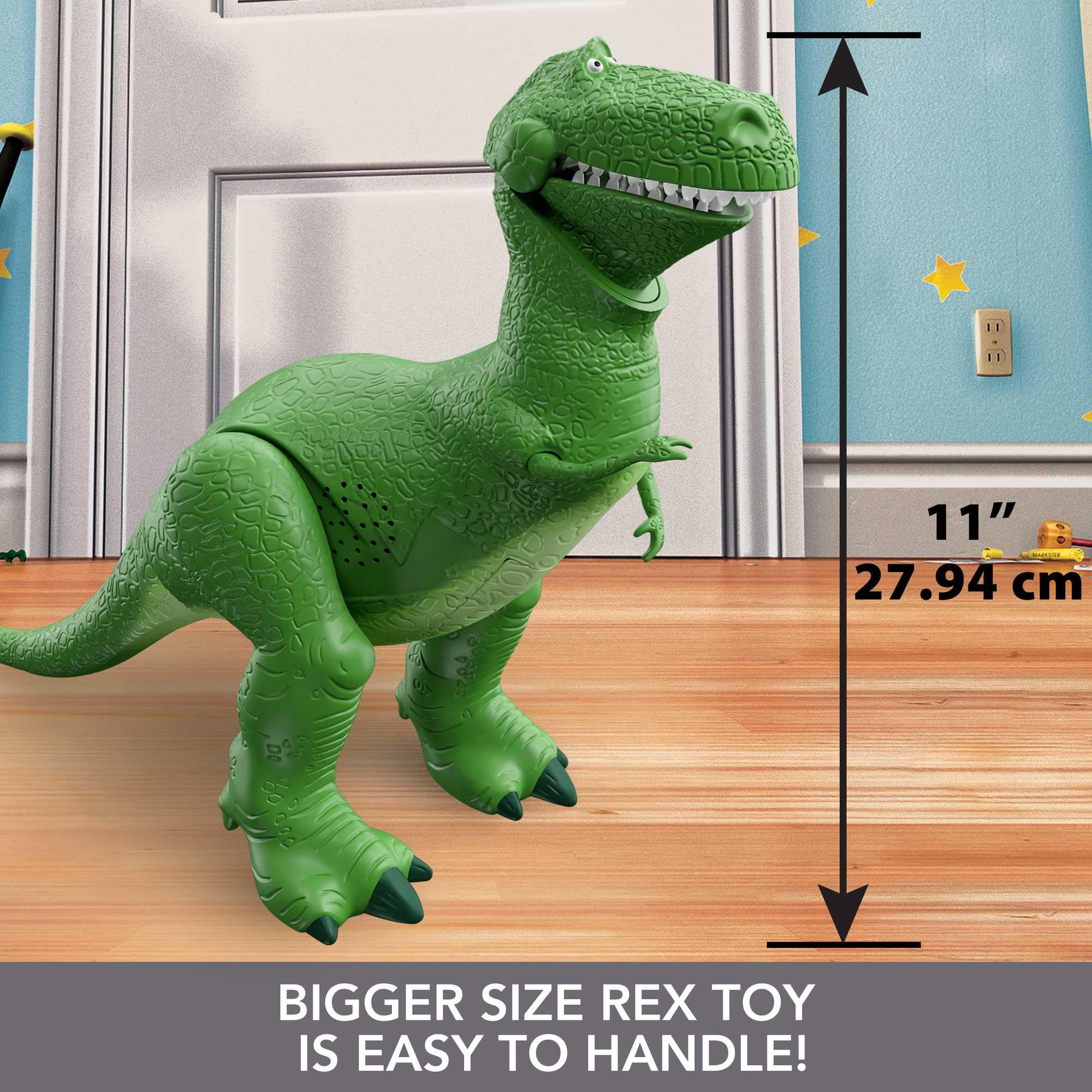 Mattel Disney Pixar Toy Story Toys, Moving & Talking Rex Dinosaur Figure, Roarin’ Laughs, 10.8 Inches Tall with 40 Phrases and Mouth & Arm Motion, Kids Gift (Amazon Exclusive)
