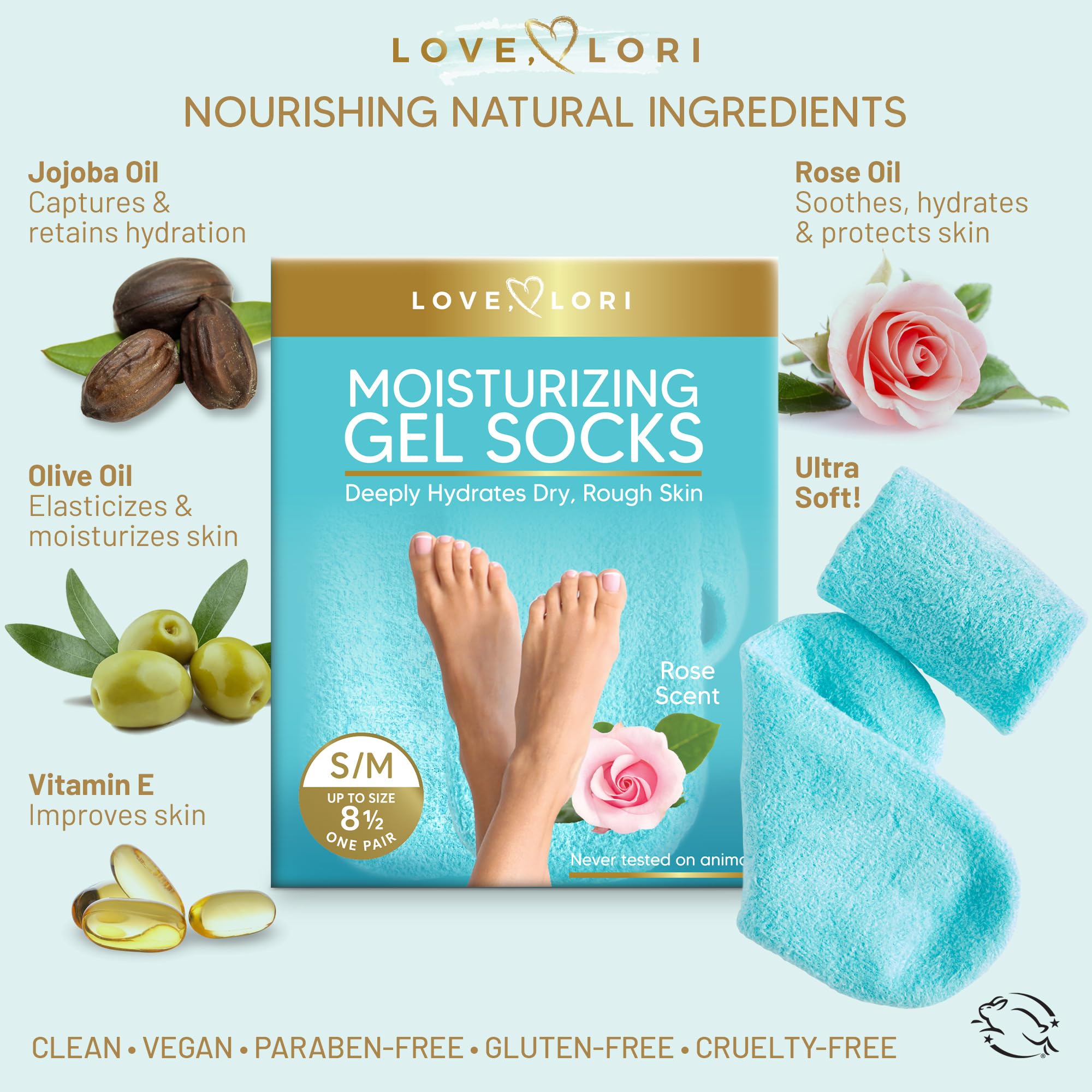 Moisturizing Socks (Up to Size 8.5) Gel Silicone Aloe Socks Spa Gifts Galentines Day Gifts - Infused with Vitamin E & JoJoba Oil - Self Care for Women