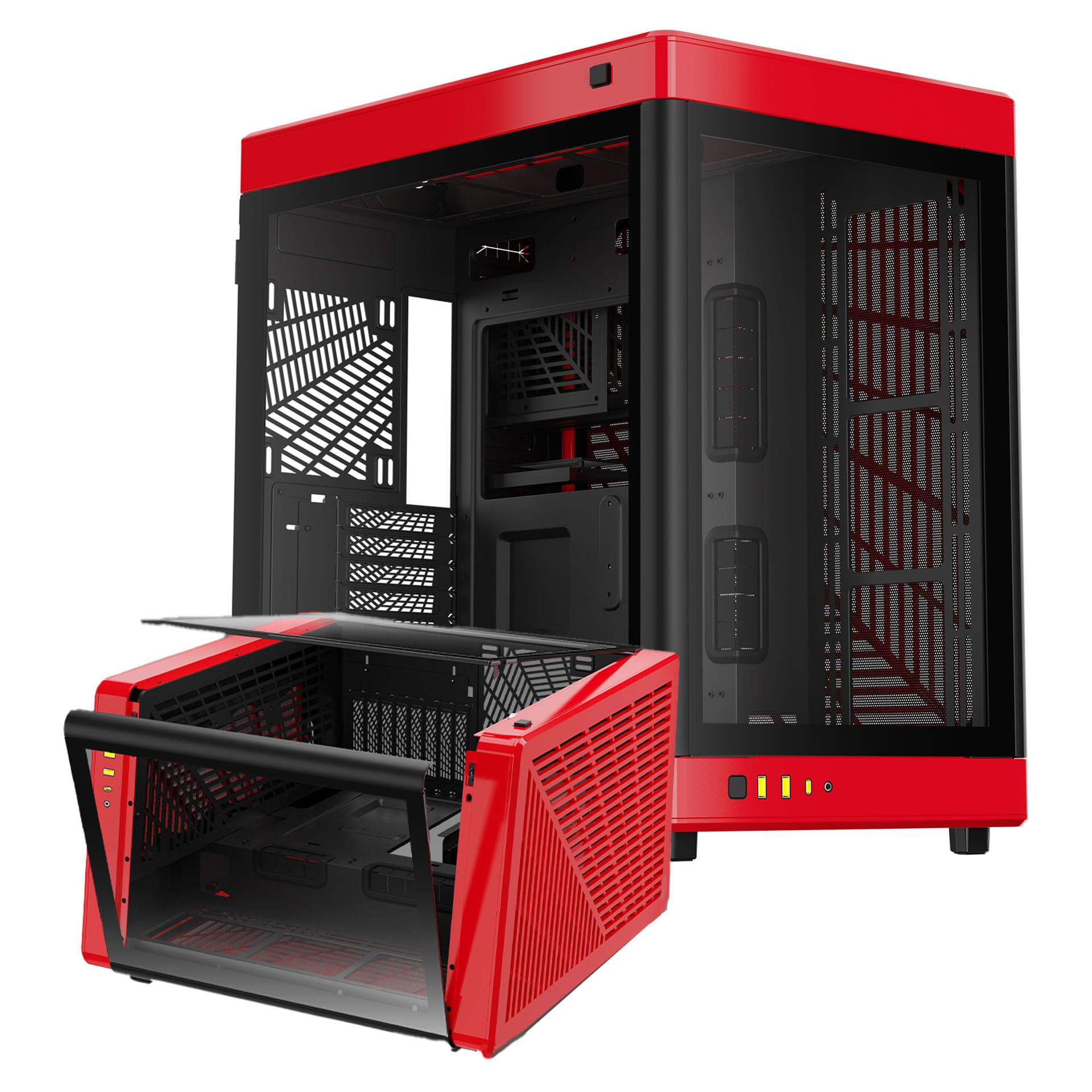 GAMDIAS RGB Tempered Glass Gaming Computer PC Case, 2-Way Standing w/Vertical & Horizontal Orientaton & One-Touch Open, Support up to 420mm AIO, Huge Cable Management & Excellent Airflow NESO P1 BR
