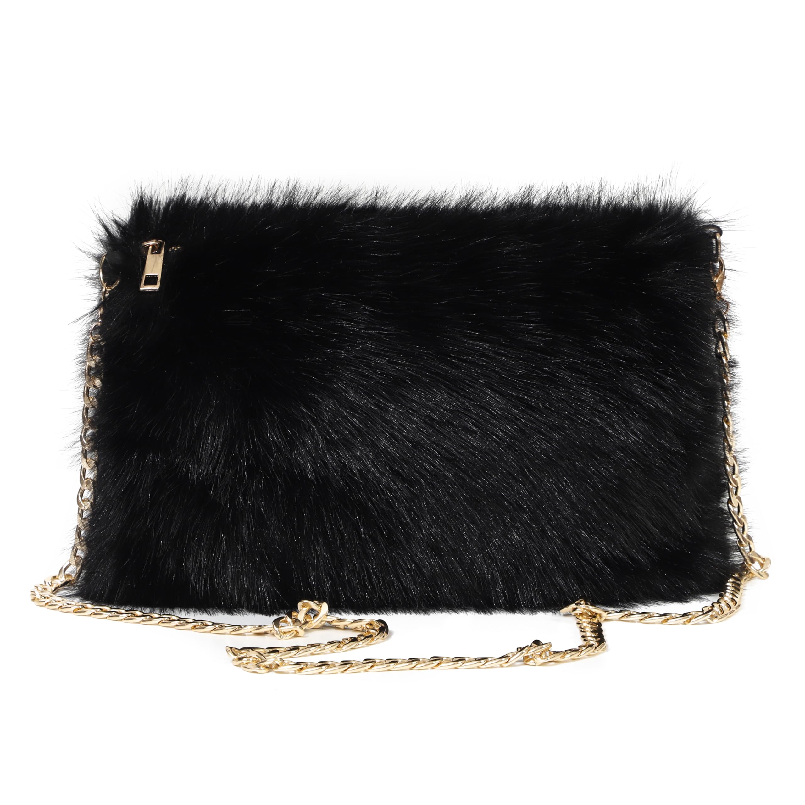LA CARRIE Faux Fur Crossbody Bags for Women Shoulder Bag Purse Handbags Shoulder Strap(Black)