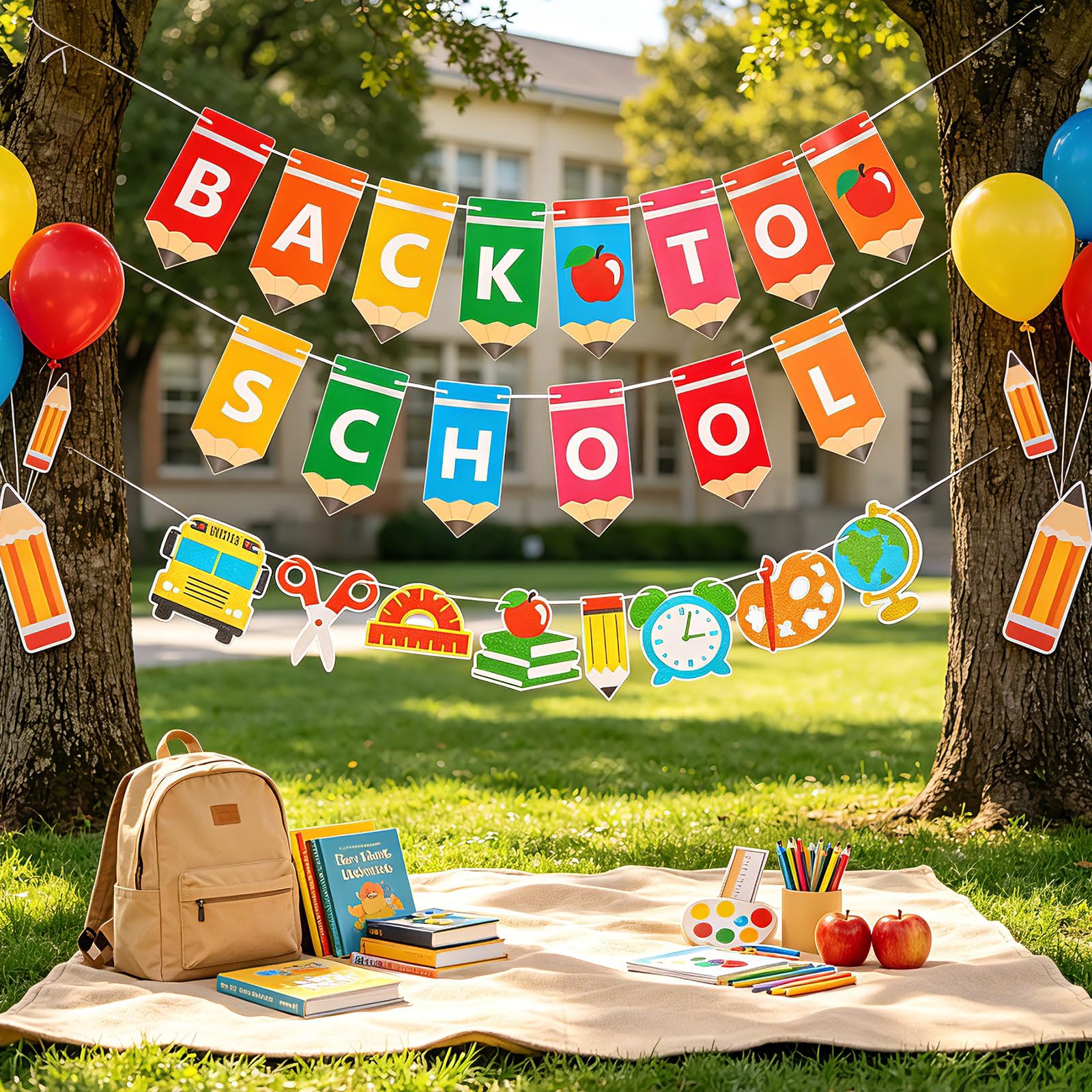 Back to School Decorations Set, First Day of School Banner for Classroom