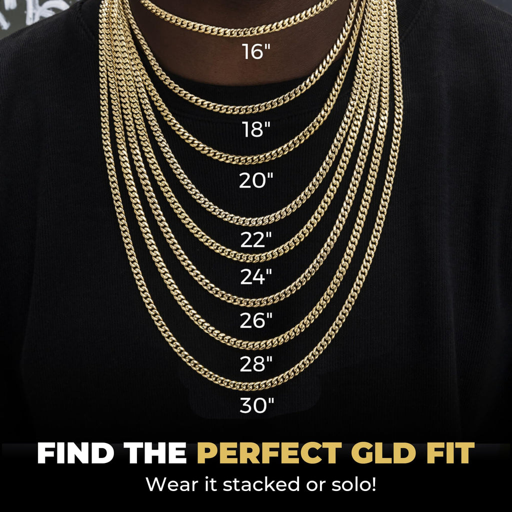 GLD Cuban Link Chain for Men and Women - 8MM, 22", 18K Gold-Plated Miami Cuban Chain with Premium Travel Pouch - Snatch-Proof, Sweat-Proof, Fade-Resistant - Lifetime Quality, Designed in Miami