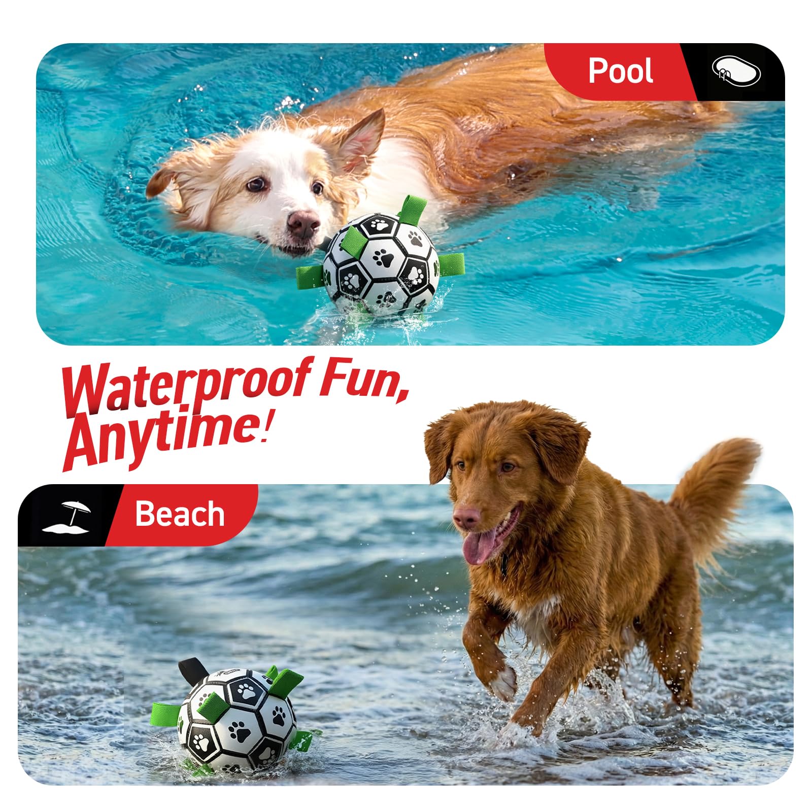 QDAN Dog Toys Dog Balls, World Cup Dog Soccer Ball with Straps, Dog Birthday, Herding Ball, Durable Balls for Small Medium Pet, Puppy Outdoor Toy (6 Inch)