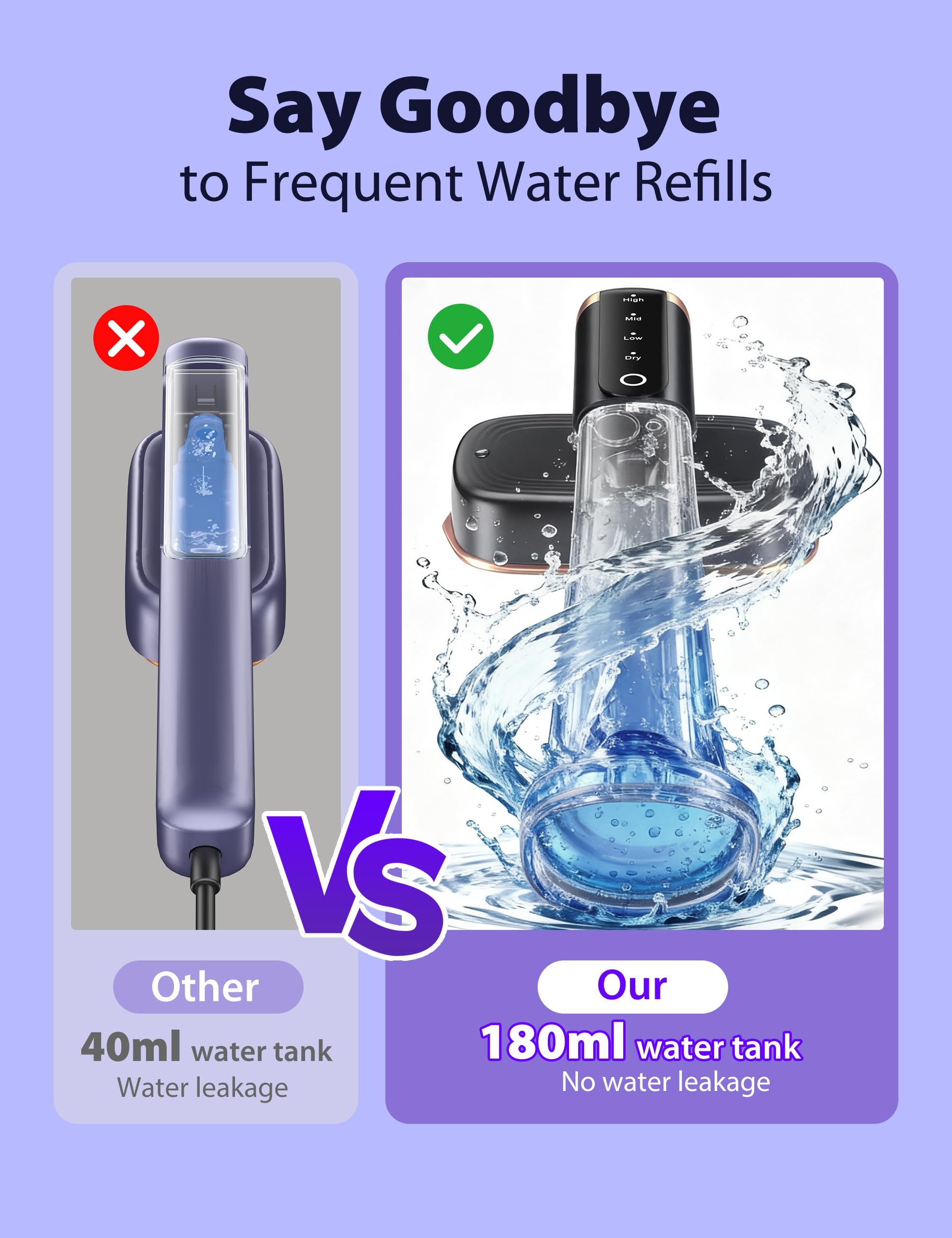 Steamer for Clothes Portable Handheld Garment Steamer,15s Fast Heat-up,180ml Tank,Steamer Ironing Gloves,35 Minutes of Continuous Ironing for Travel and Home(Black Gold)