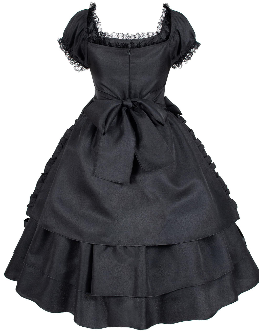 GOLDSTITCH Womens Gothic Lolita Dress Classic Black Layered Lace-up Fancy Dress Costume