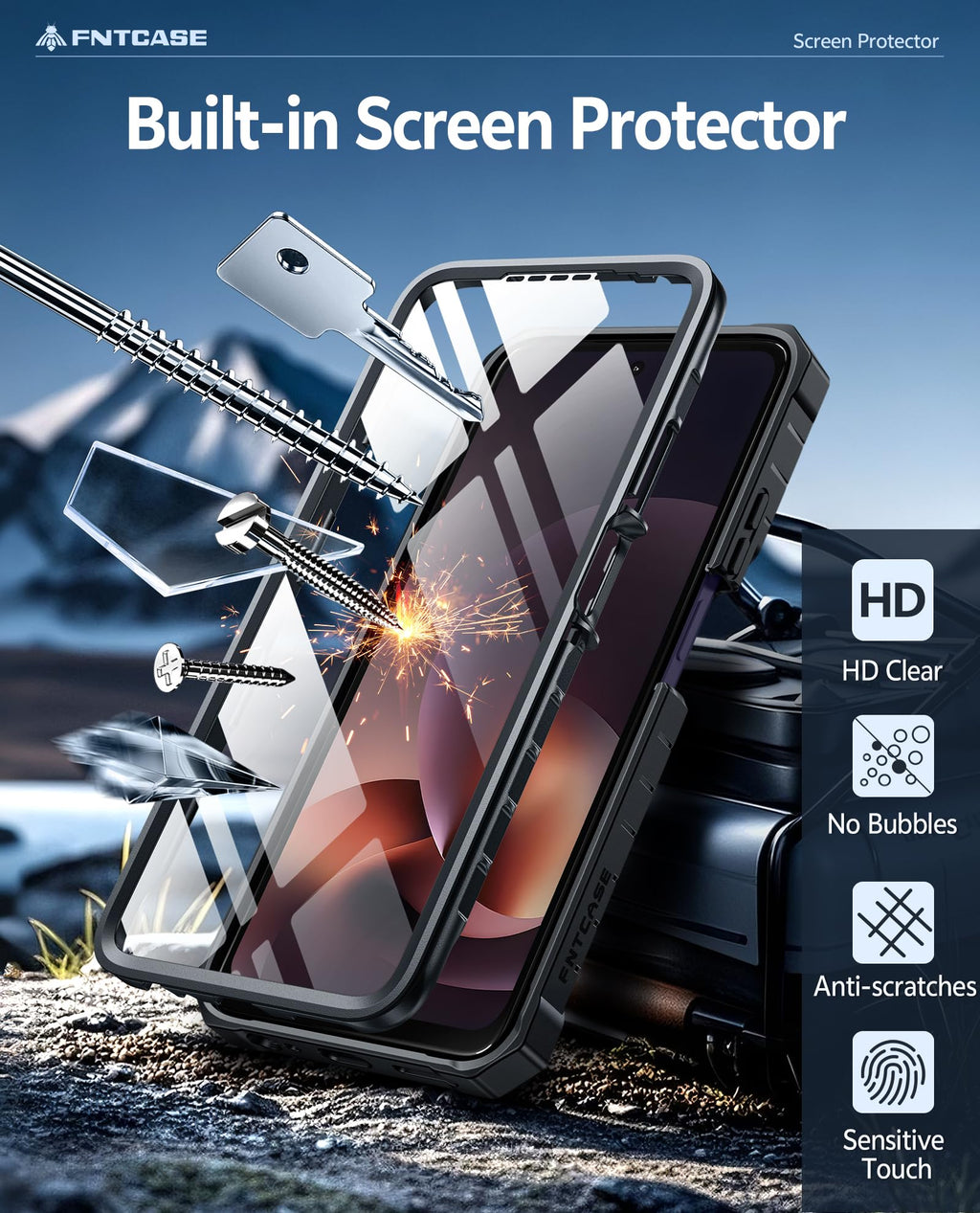FNTCASE for Motorola Moto G-Power-5G-2026 Case: for Moto G Power 5G 2025 Case with Kickstand | Built-in Screen Protector Military Grade Drop Proof Protection Rugged Shockproof Protective Sturdy Black