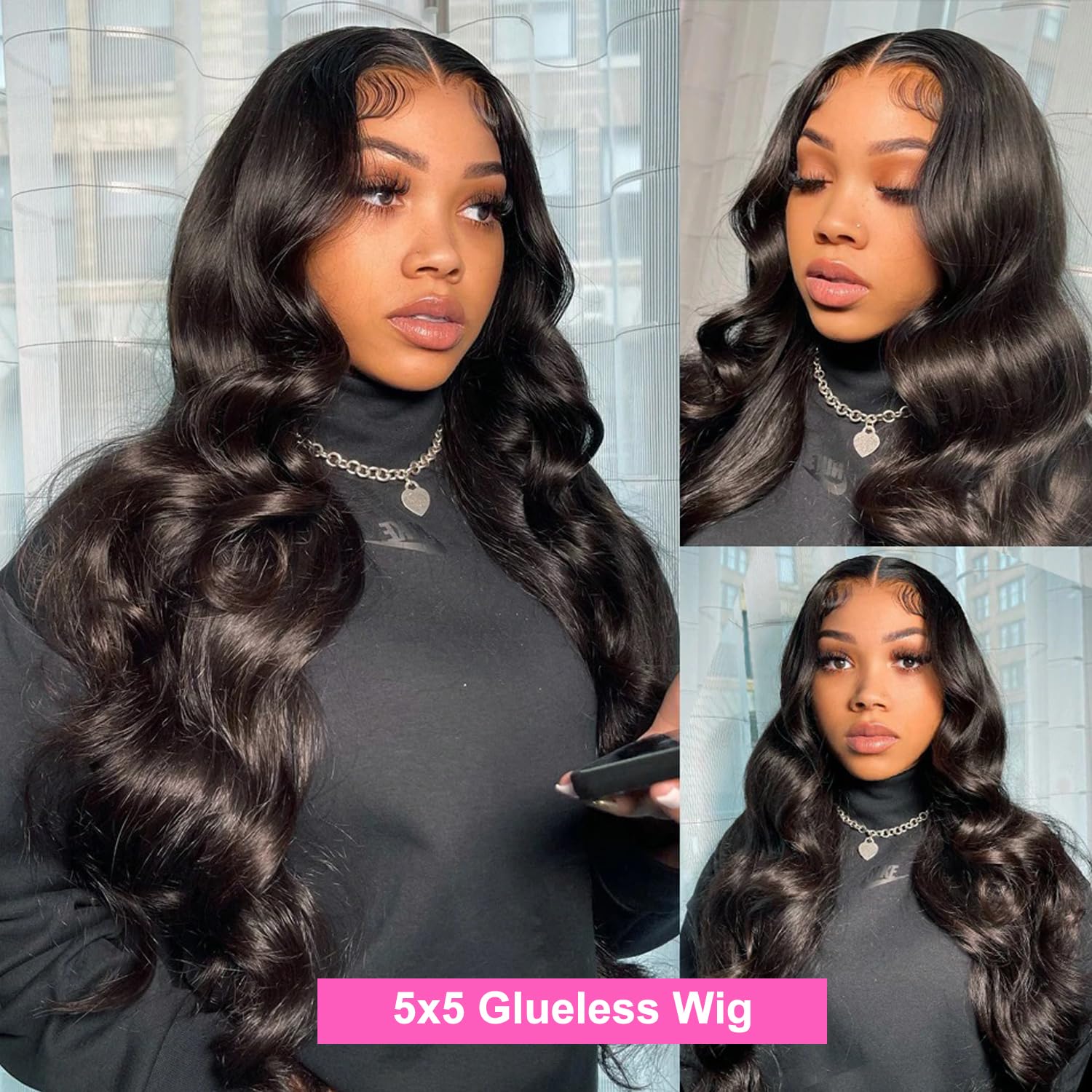 Uveous 28 Inch Wear and Go Glueless Wigs Human Hair Pre Plukced Pre Cut 5x5 Hd Lace Closure Wigs Human Hair for Women 180% Density Ready to Wear Glueless Body Wave Lace Front Wigs No Glue Wigs