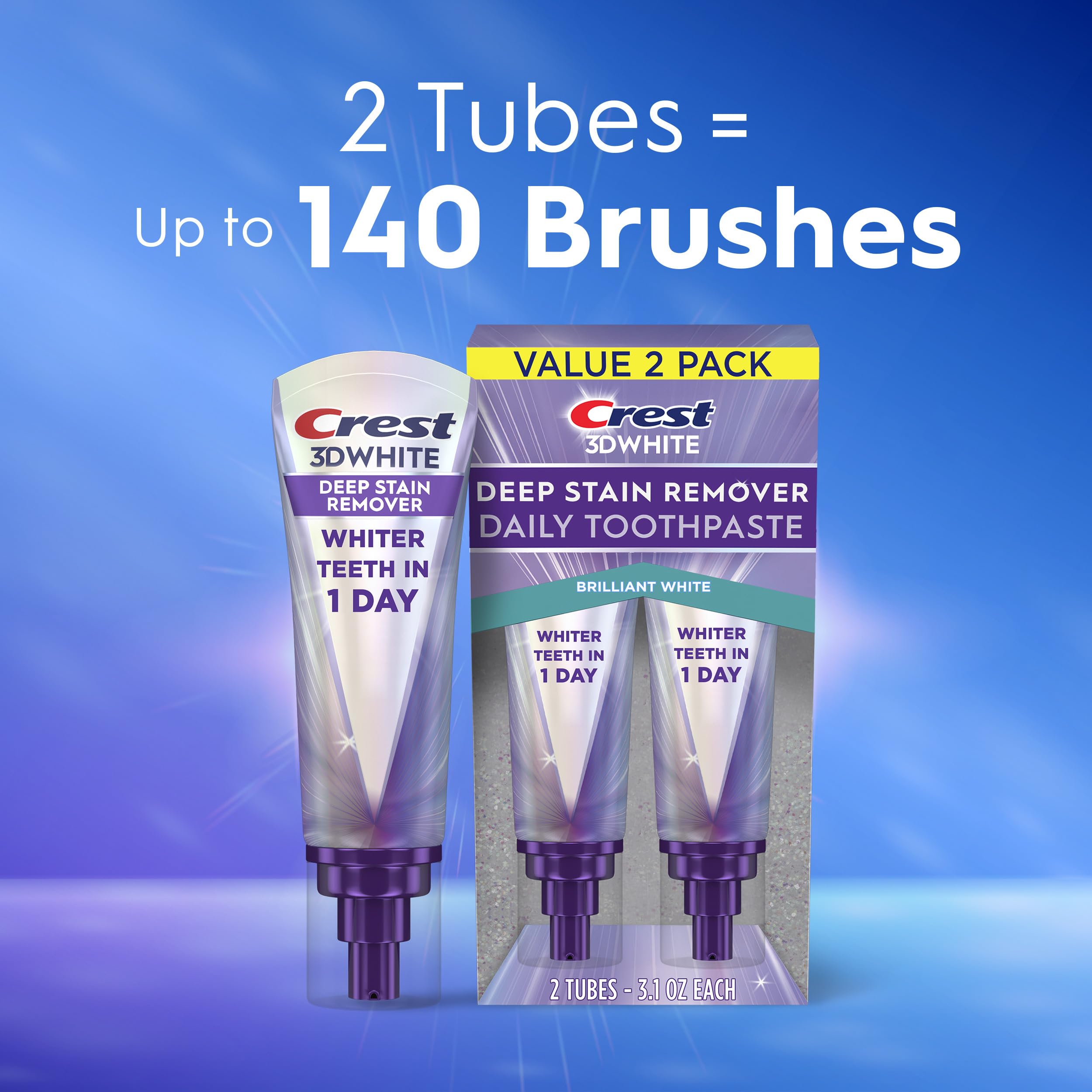Crest 3DWhite Brilliance Deep Stain Remover Brilliant White Toothpaste - 3.1oz/2pk