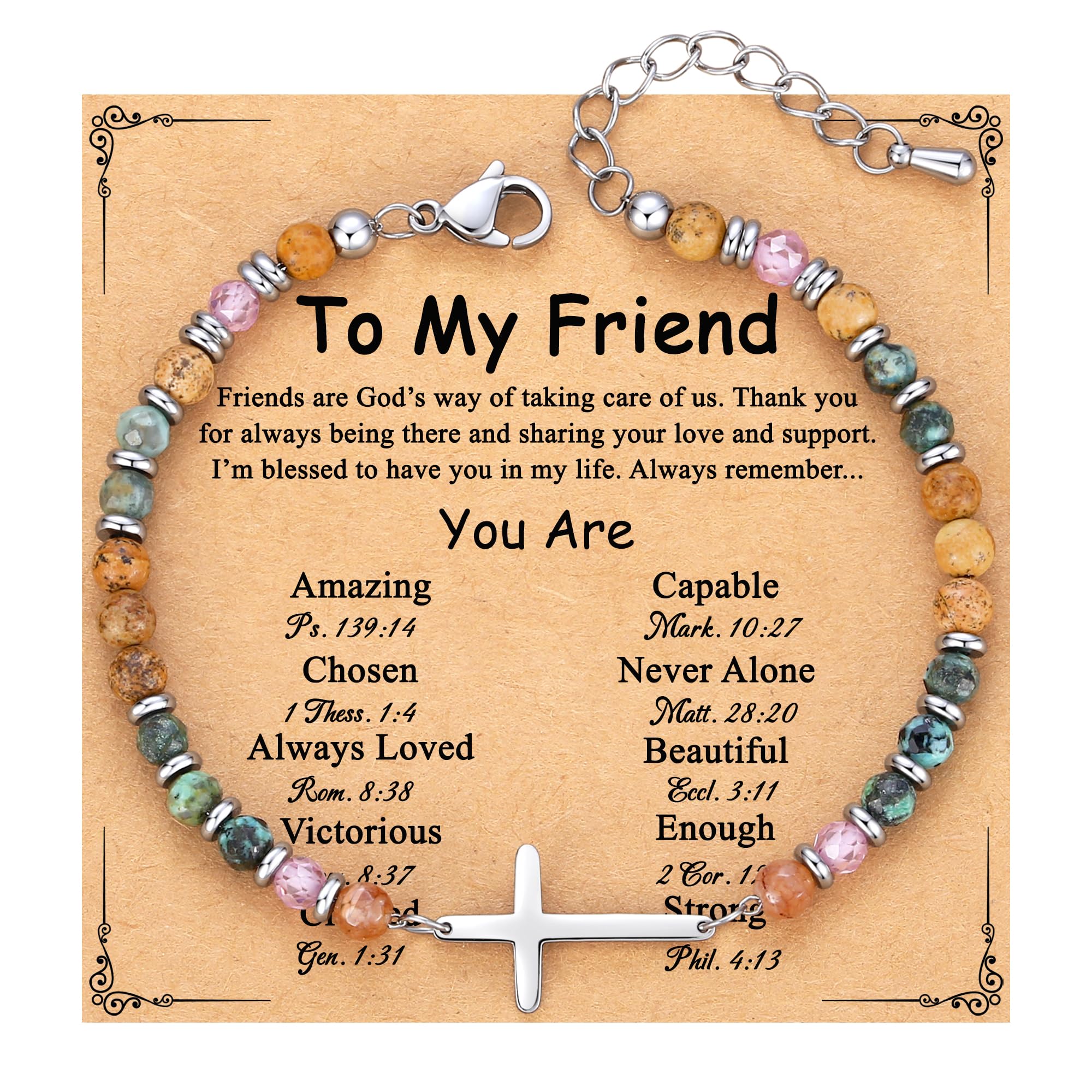 TONY & SANDY Best Friend Friendship Gifts for Women, Mothers Day Graduation Gifts for Friends, Cross Bracelet Christian Jewelry, Best Friend Birthday Gift Woman Friendship Confirmation Teen