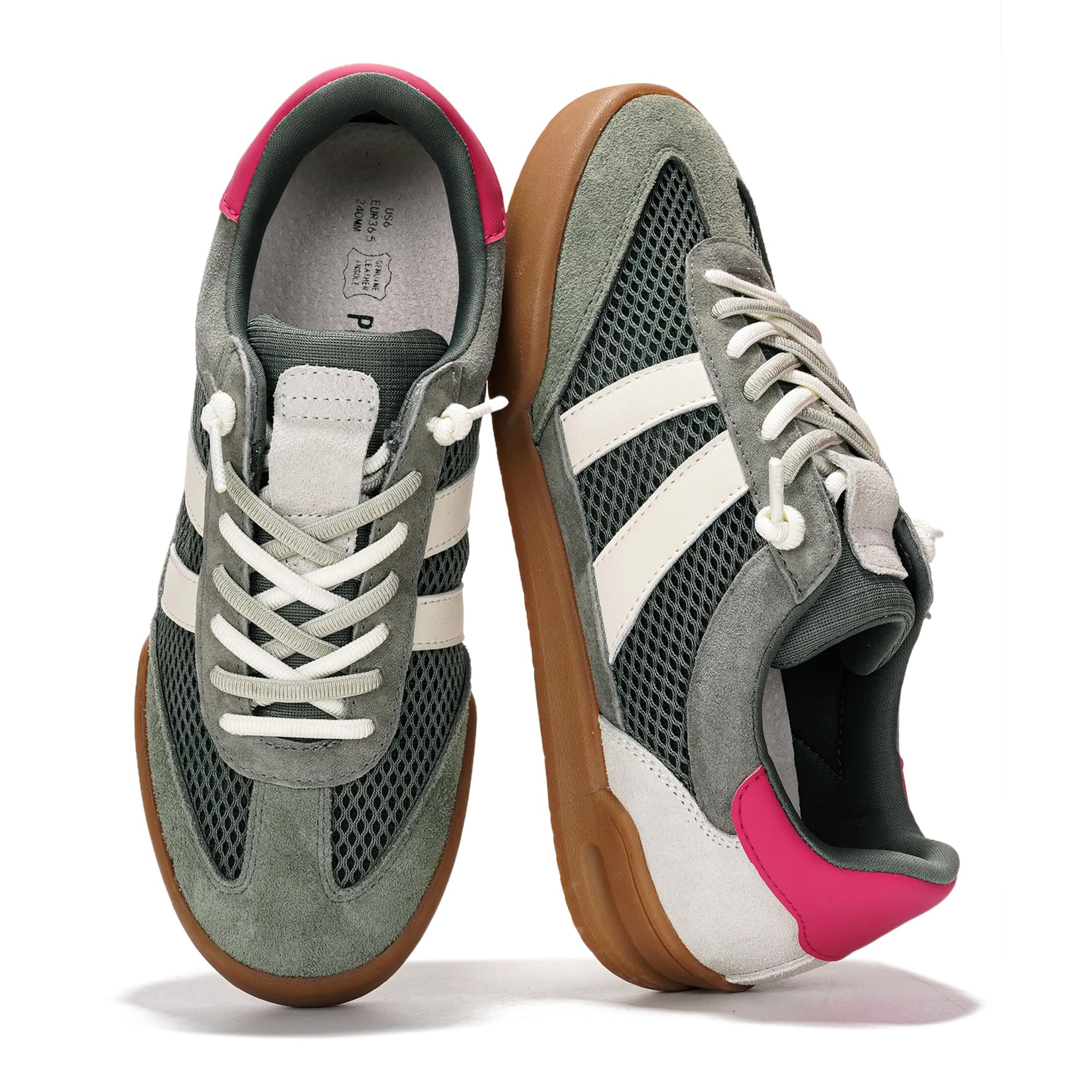 Project Cloud Genuine Leather Casual Sneakers for Women - Memory Foam Insoles Lace-Up Womens Shoes & Lightweight Women's Fashion Sneakers - Non-Slip Shoes for Women Footwear(Verdy,OLIVESU,9)