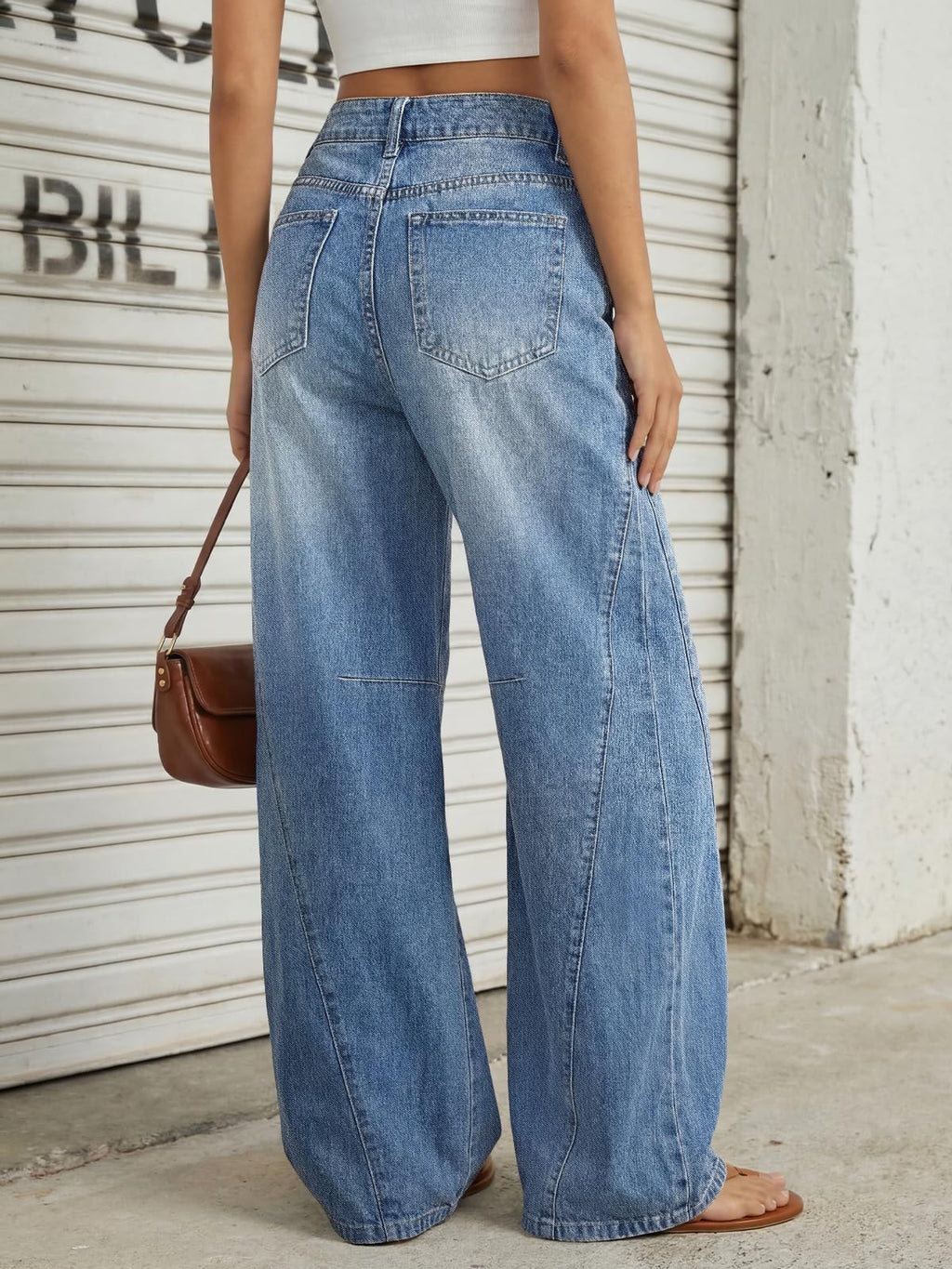 Trendy Queen Women's Wide Leg Jeans High Waisted Baggy Pants, Blue, 12