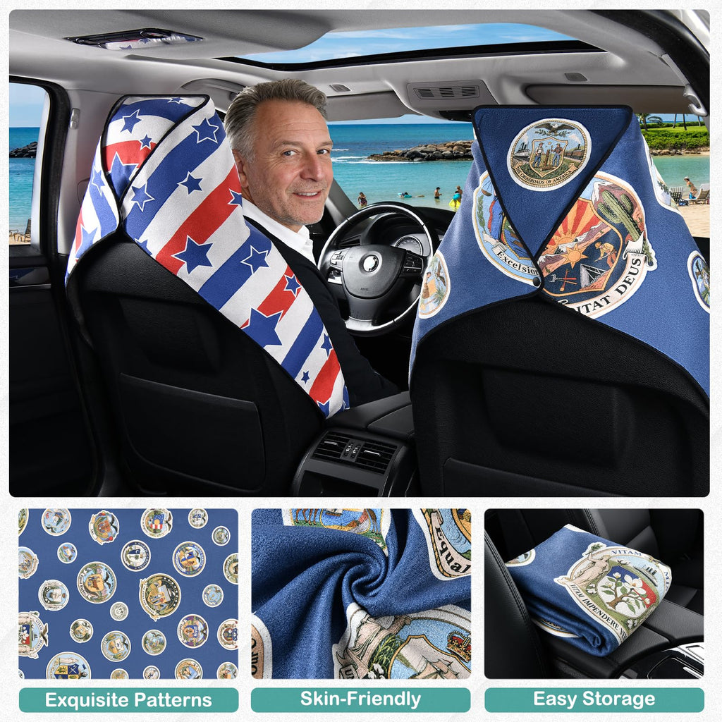 FLORICH Towel Car Seat Covers, Car Seat cover Protector Front Seats, Car Seat Cover Towel for Post Gym Workout, Running, Swimming and Beach, Non-Slip Car Seat Towel Covers Fit for Most Cars Trucks SUV