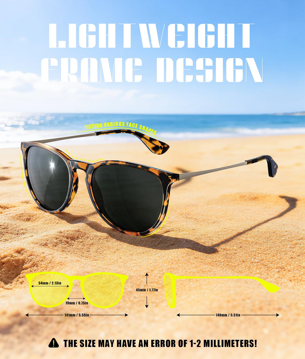 QALLY Sunglasses Womens Polarized Sunglasses-Women: Retro Round Sun Glasses with UV400 Protecion Trendy 3 Pack