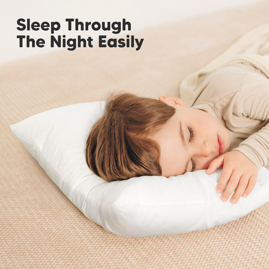 KeaBabies 2-Pack Toddler Pillows 2 Year Old to 5-13x18 Soft Organic Cotton Kids Pillow for Sleeping, Travel, School, Daycare, Nap, Toddler Bed, Machine Washable, Without Pillowcase (Soft White)