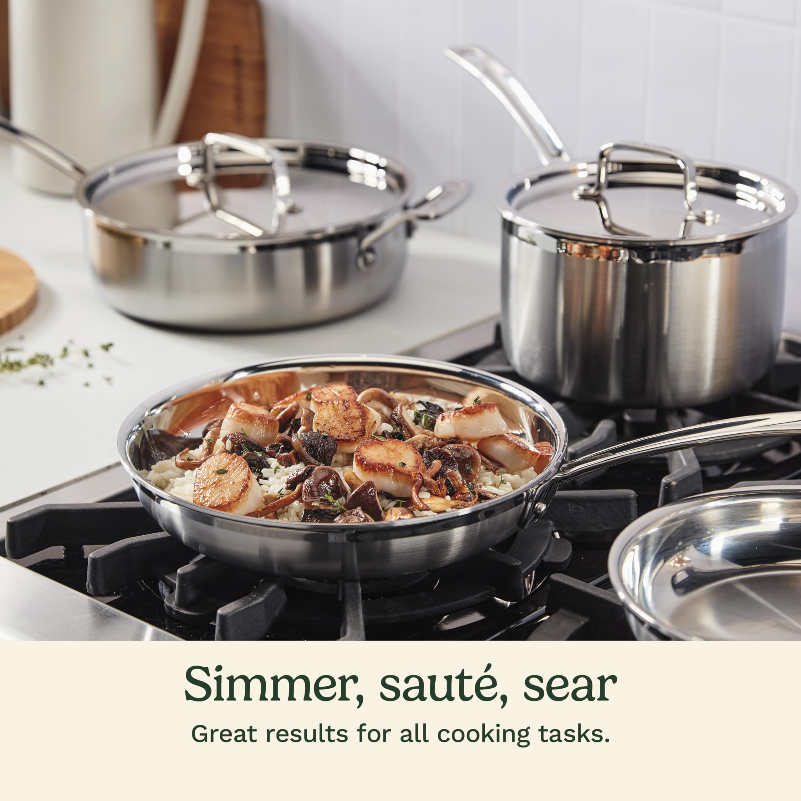 Cuisinart 12-Piece MultiClad Pro Triple Ply Stainless Stainless Steel Pots and Pans Set, Cookware Set Compatible with Induction, Electric, Gas Cooktops, Cool Grip Handles, Oven Safe to 500°F, Silver
