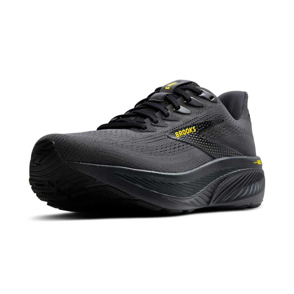 Brooks Men’s Ghost 17 Neutral Running Shoe - Ebony/Black/Yellow - 12 Medium